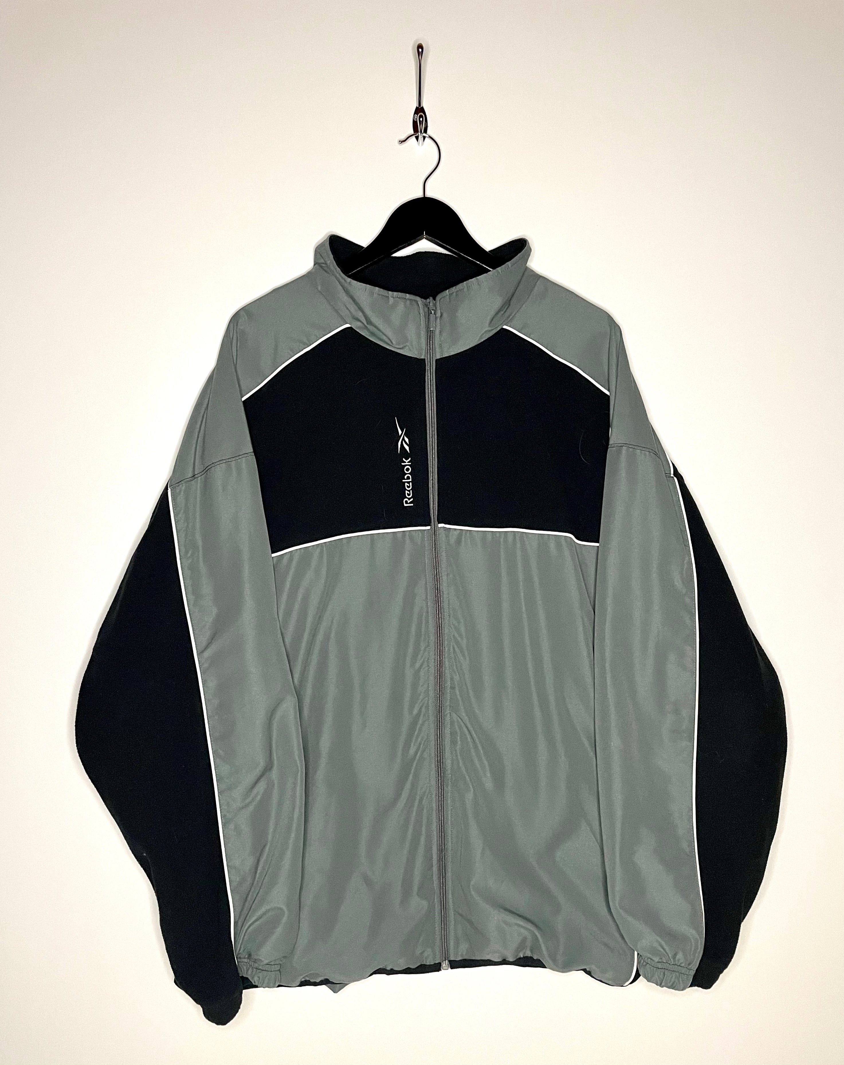 Reebok Vintage Trainingsjacke Fleece Grau/Schwarz Größe XXL
