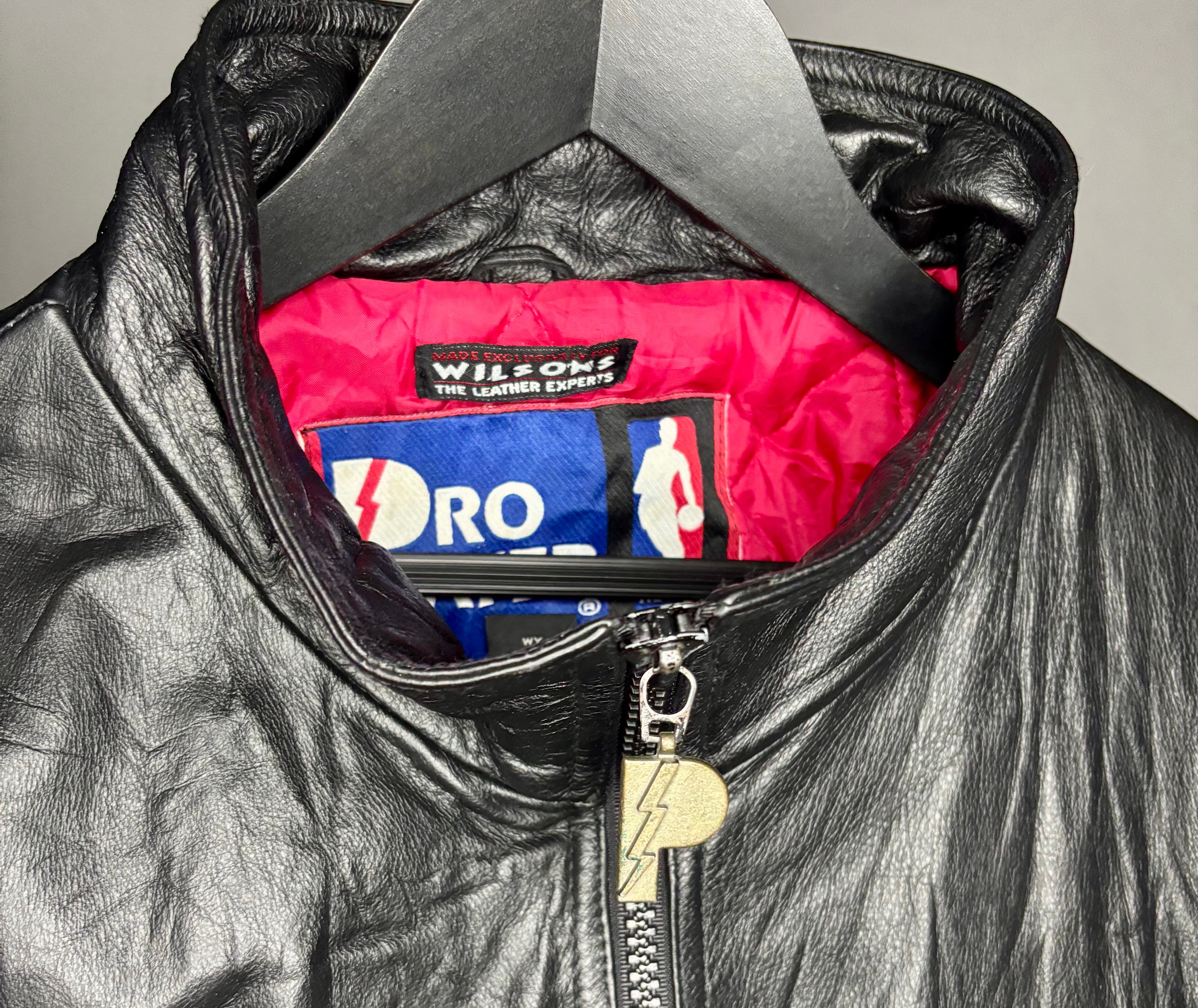 NBA Vintage Chicago Bulls Lederjacke Pro Player Wilson‘s Schwarz Größe XL