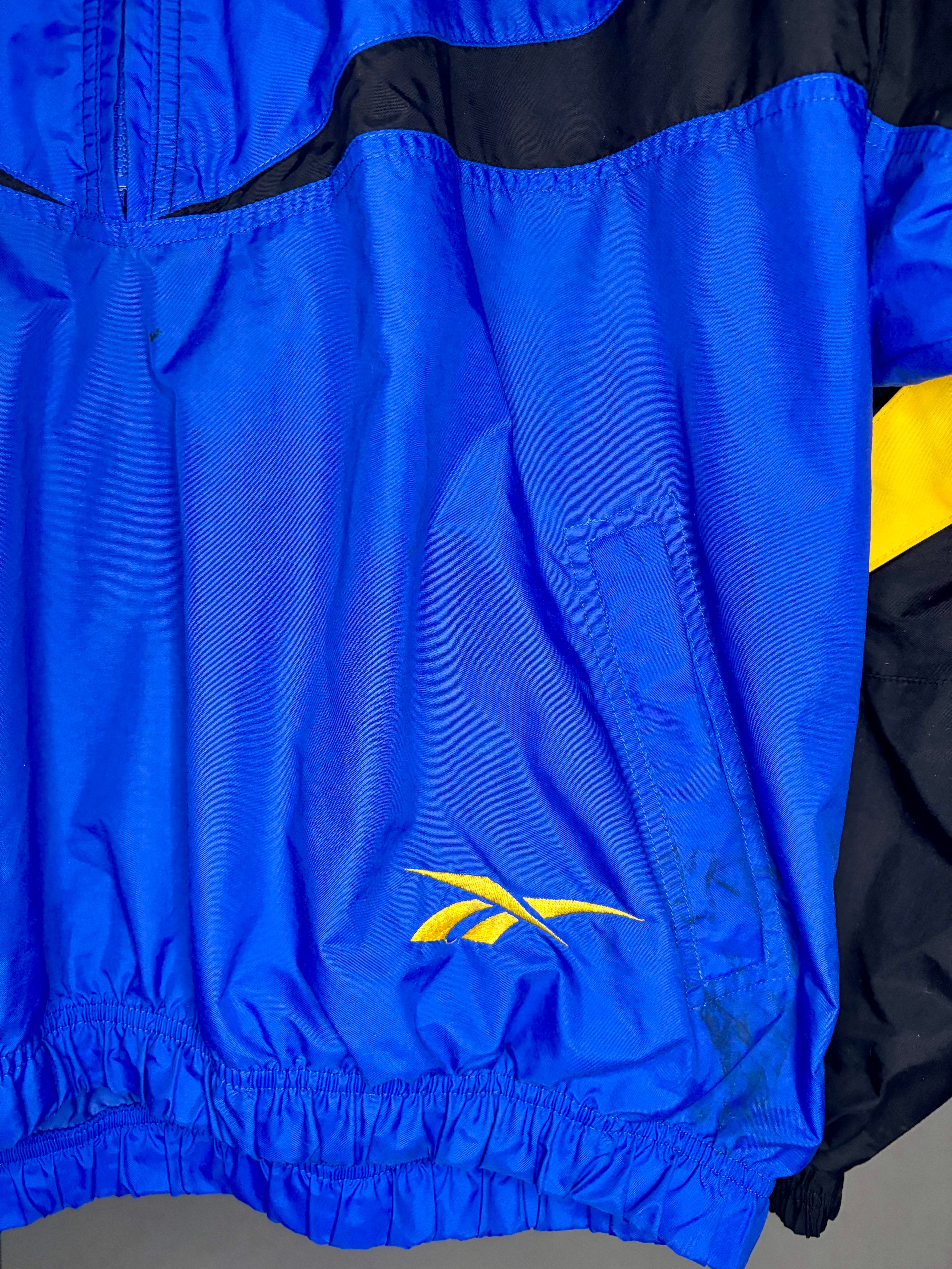Reebok Vintage Windbreaker Schwarz/Gelb/Blau Größe L