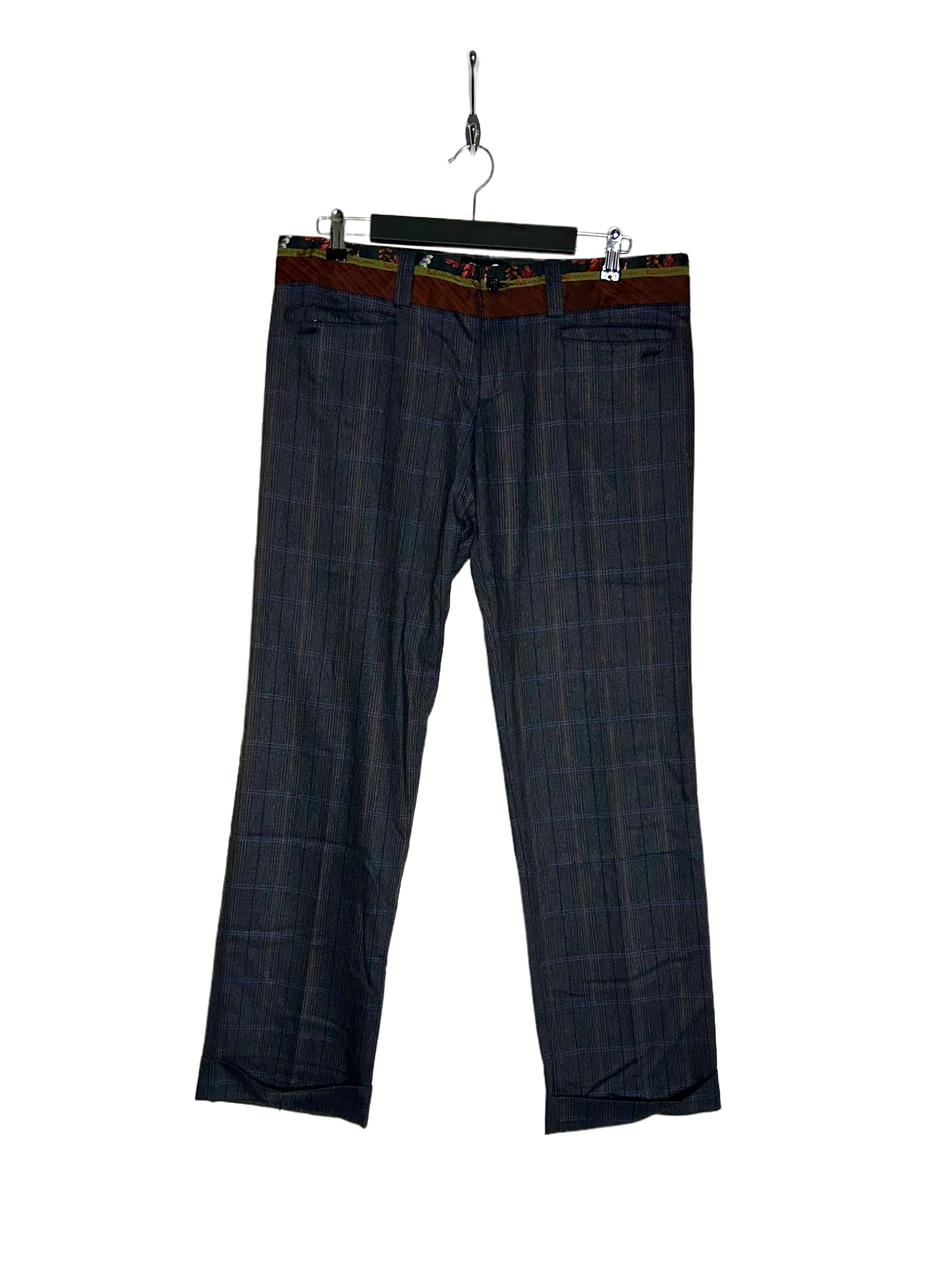 Dolce & Gabbana Stoffhose Dunkelgrau/Braun kariert Größe L (50)