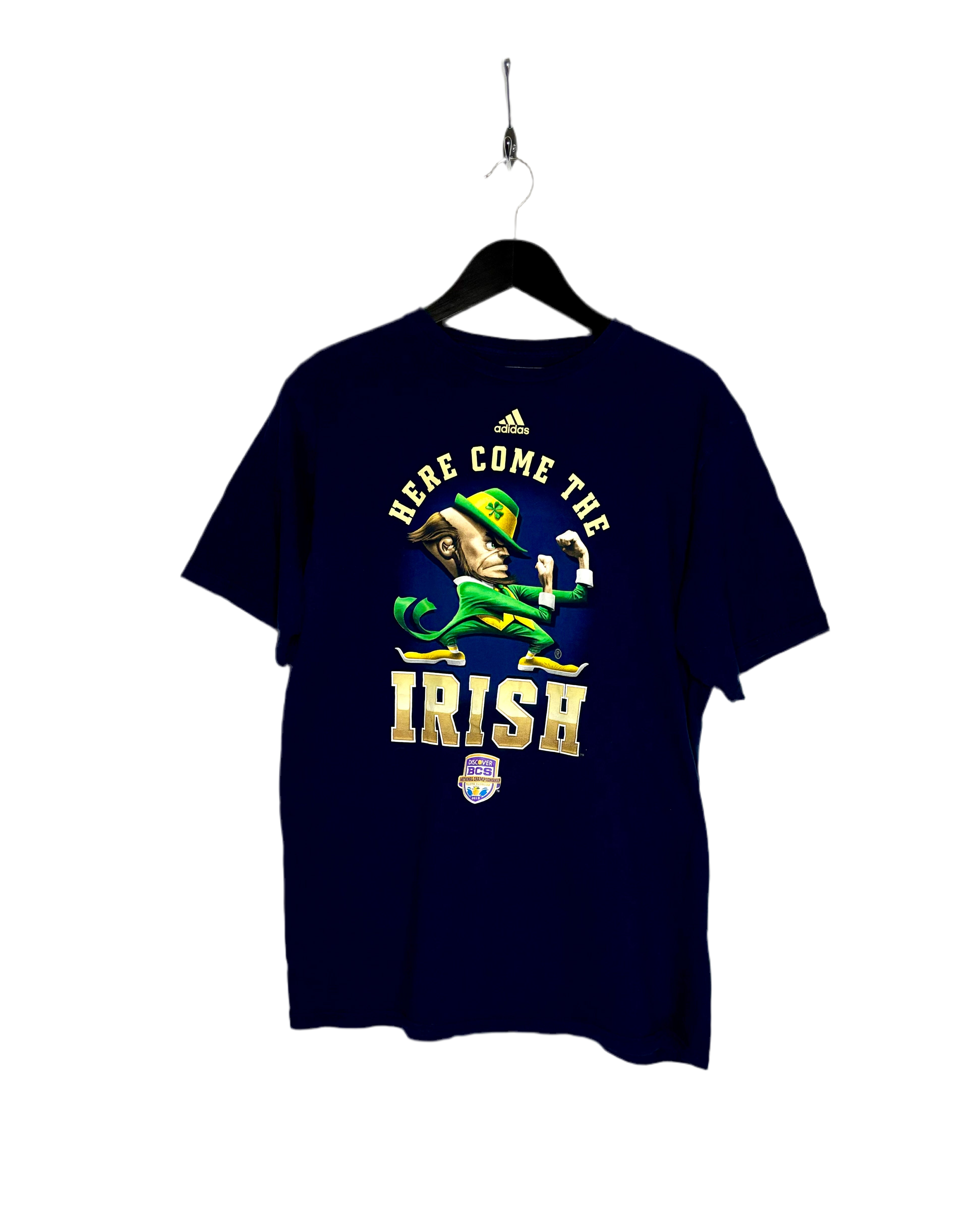 Adidas Notre Dame University T-Shirt Blau Größe L