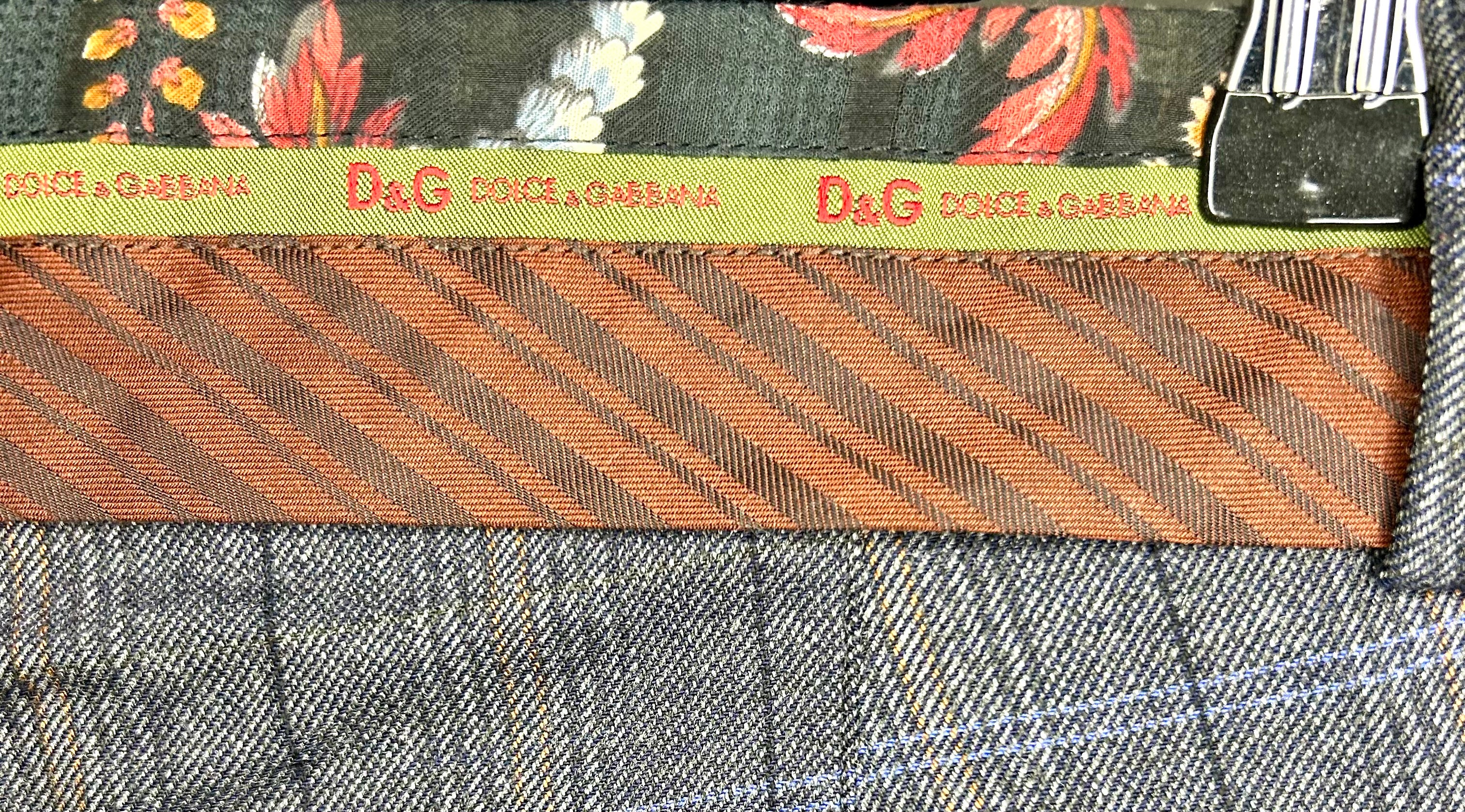 Dolce & Gabbana Stoffhose Dunkelgrau/Braun kariert Größe L (50)