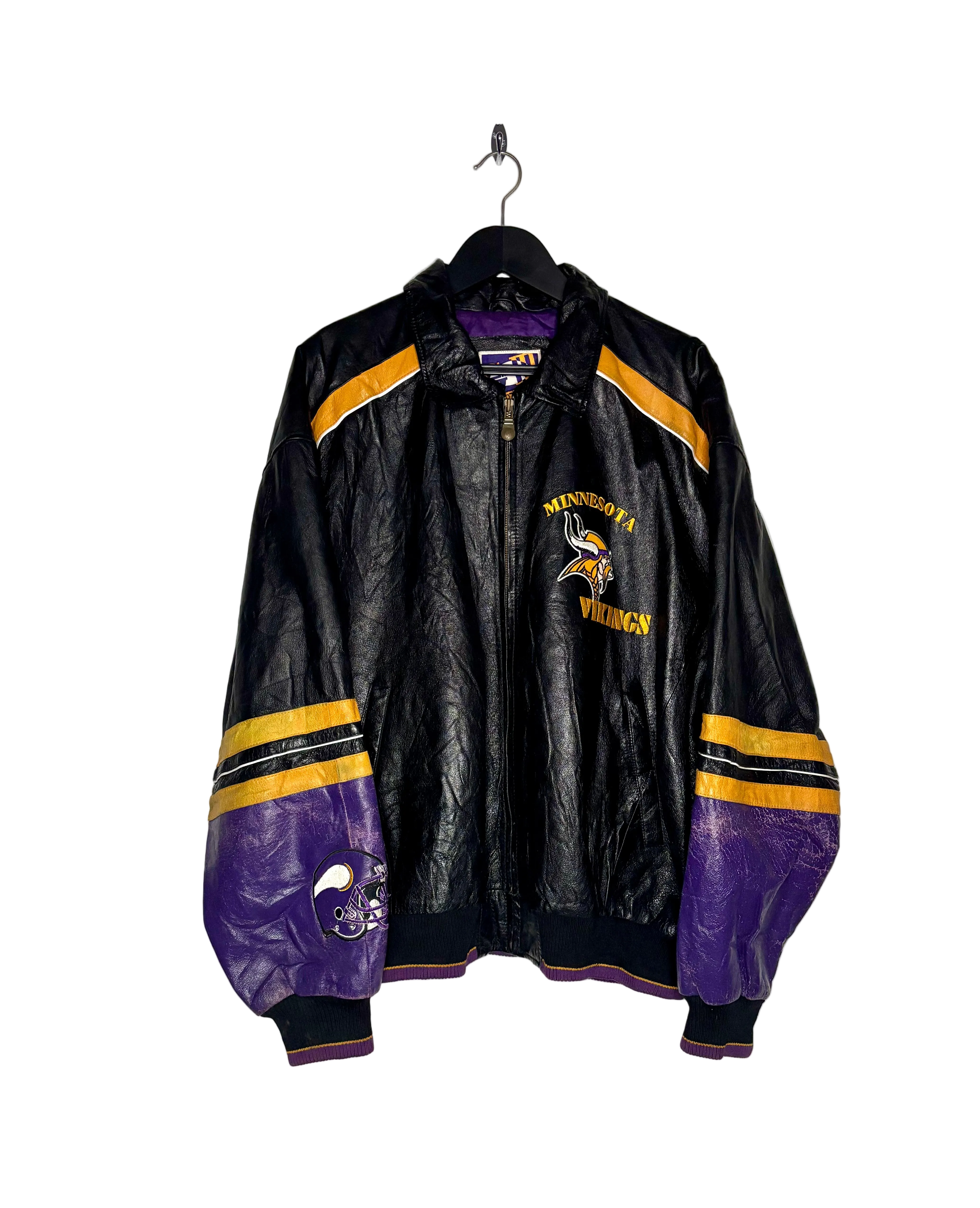 NFL Vintage Lederjacke Minnesota Vikings G-III by Carl Banks Schwarz Größe XXL