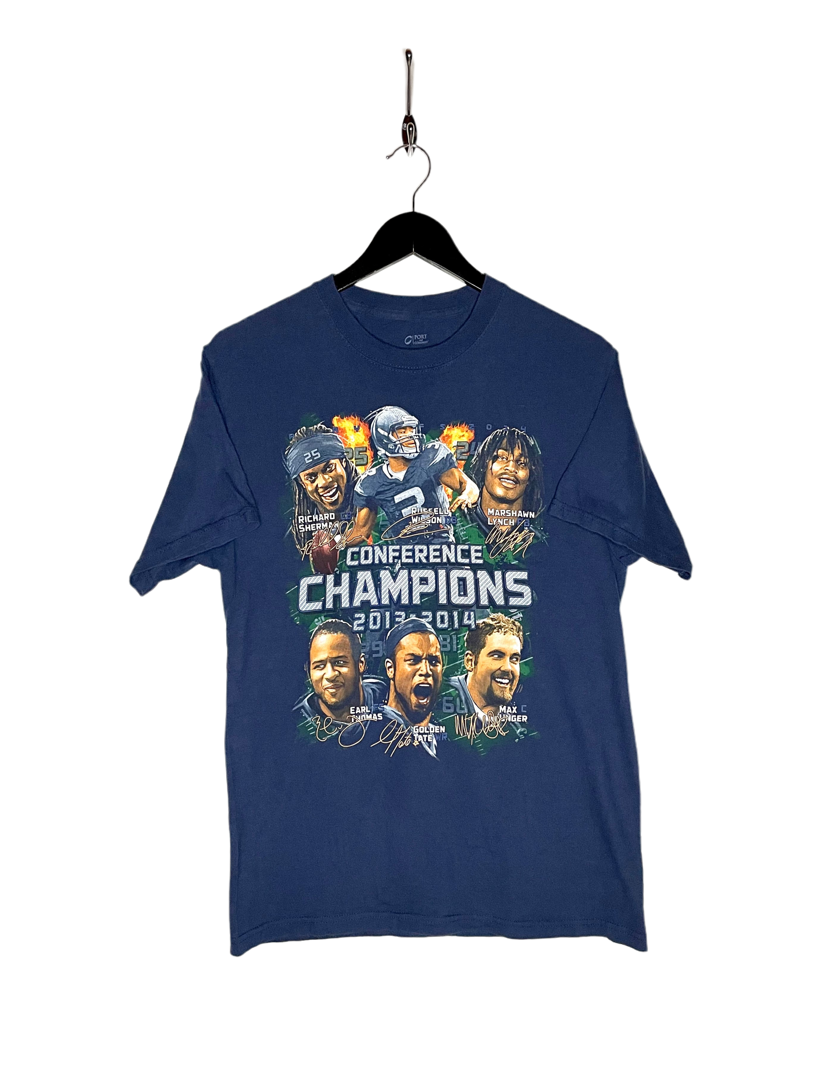 Port and Company T-Shirt Seattle Seahawks Conference Champions 2013/2014 Blue Size M