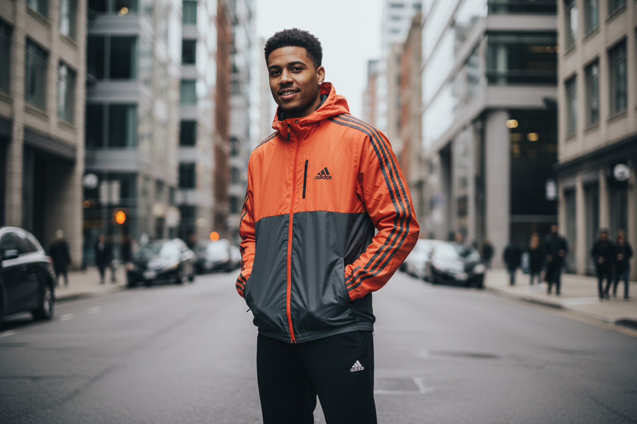 Adidas Laufjacke Orange/Grau Größe M