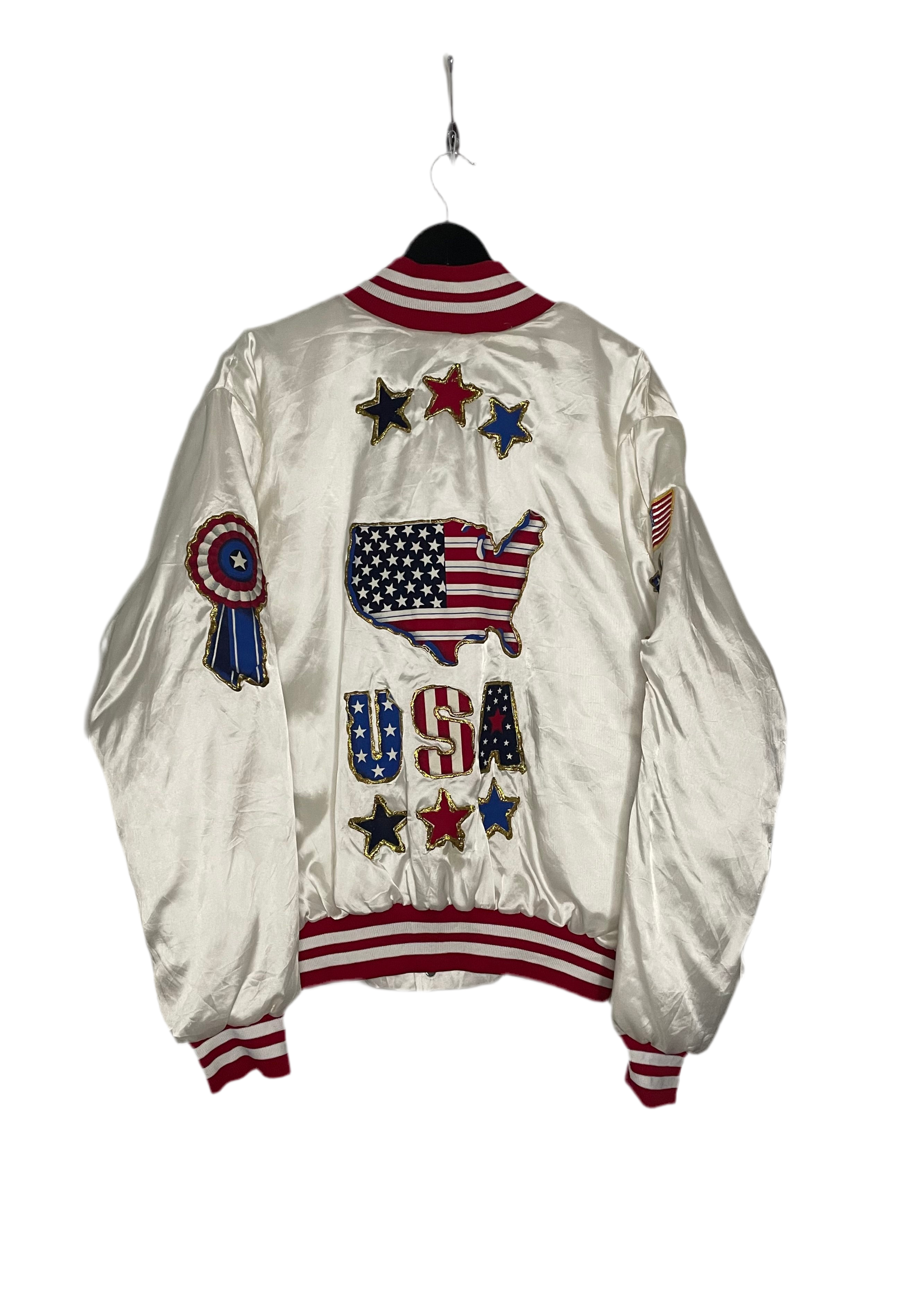 Rennoc Vintage Baseball Jacke USA Weiß Größe XL