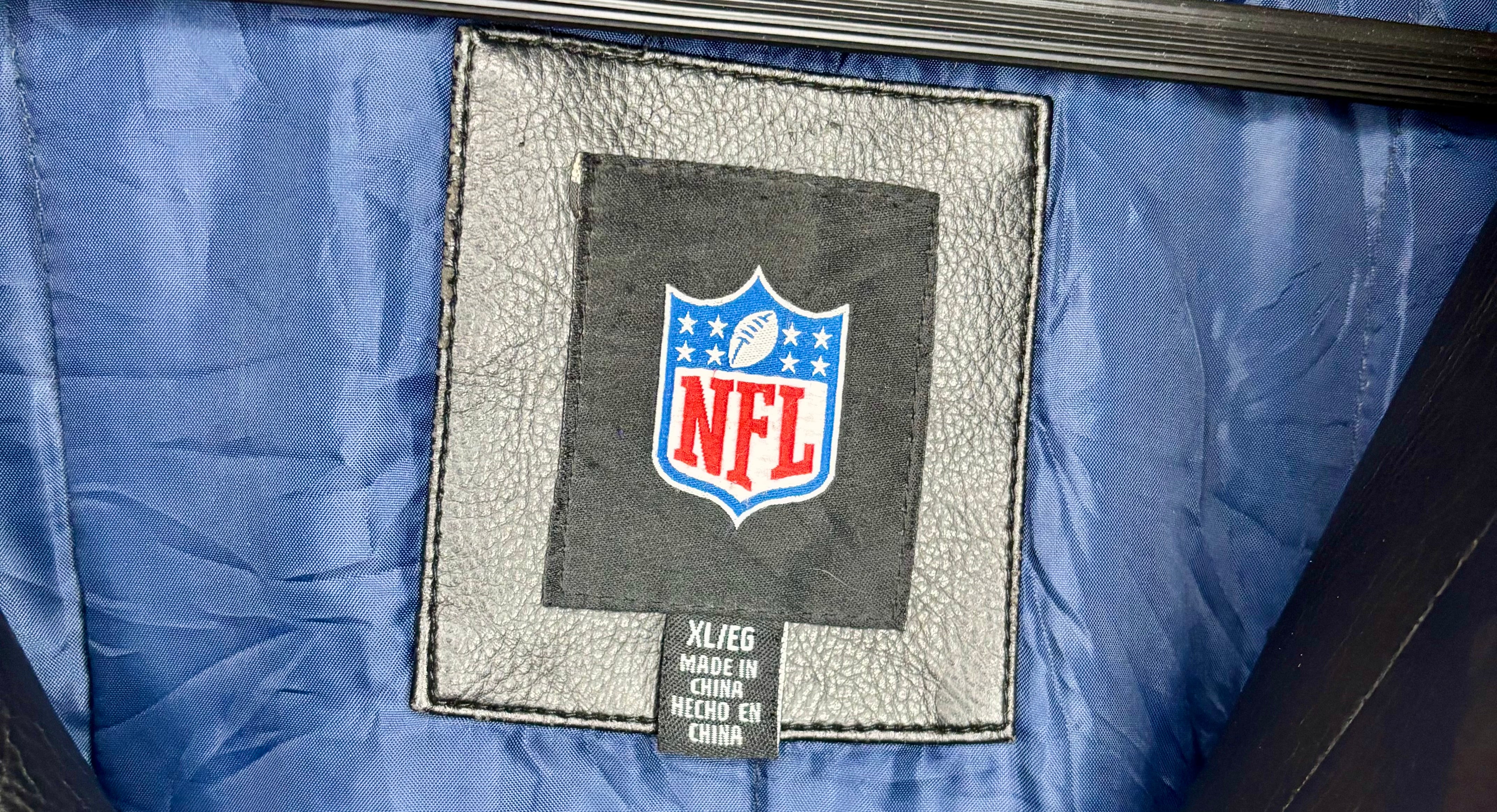 NFL Vintage Chicago Bears Lederjacke Schwarz Größe XL