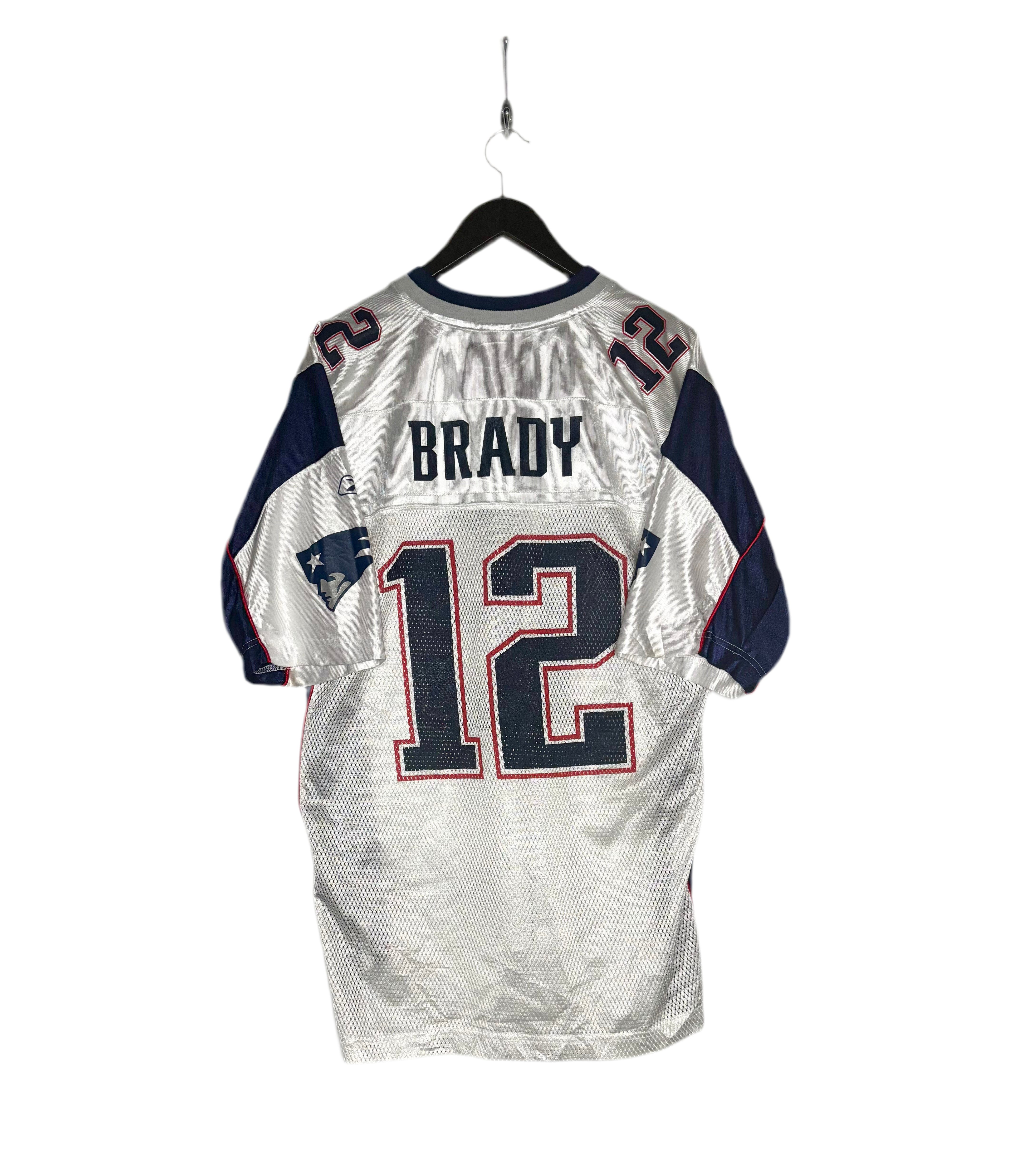 Reebok NFL New England Patriots Jersey #12 Tom Brady Weiß Größe L