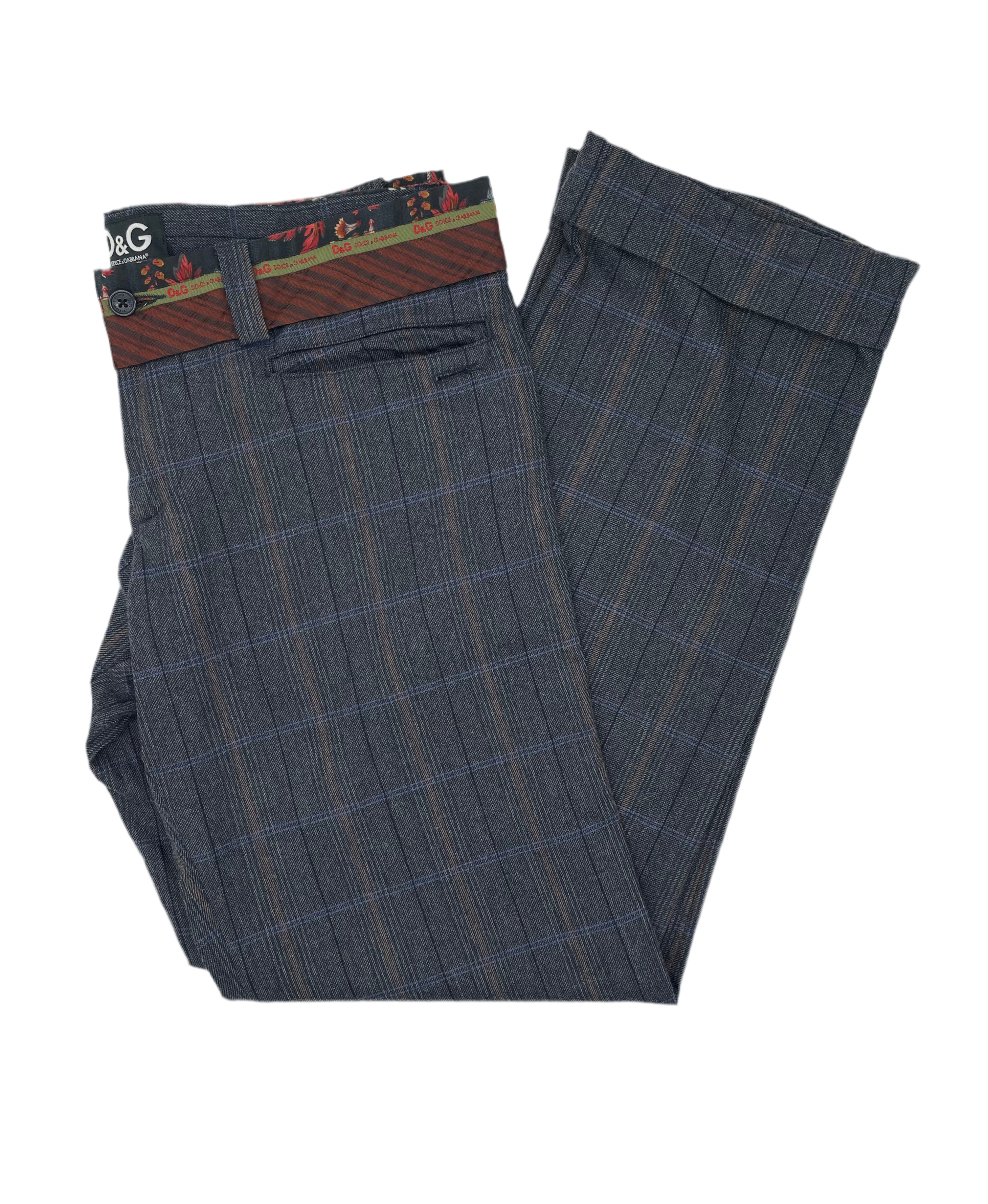 Dolce & Gabbana Stoffhose Dunkelgrau/Braun kariert Größe L (50)