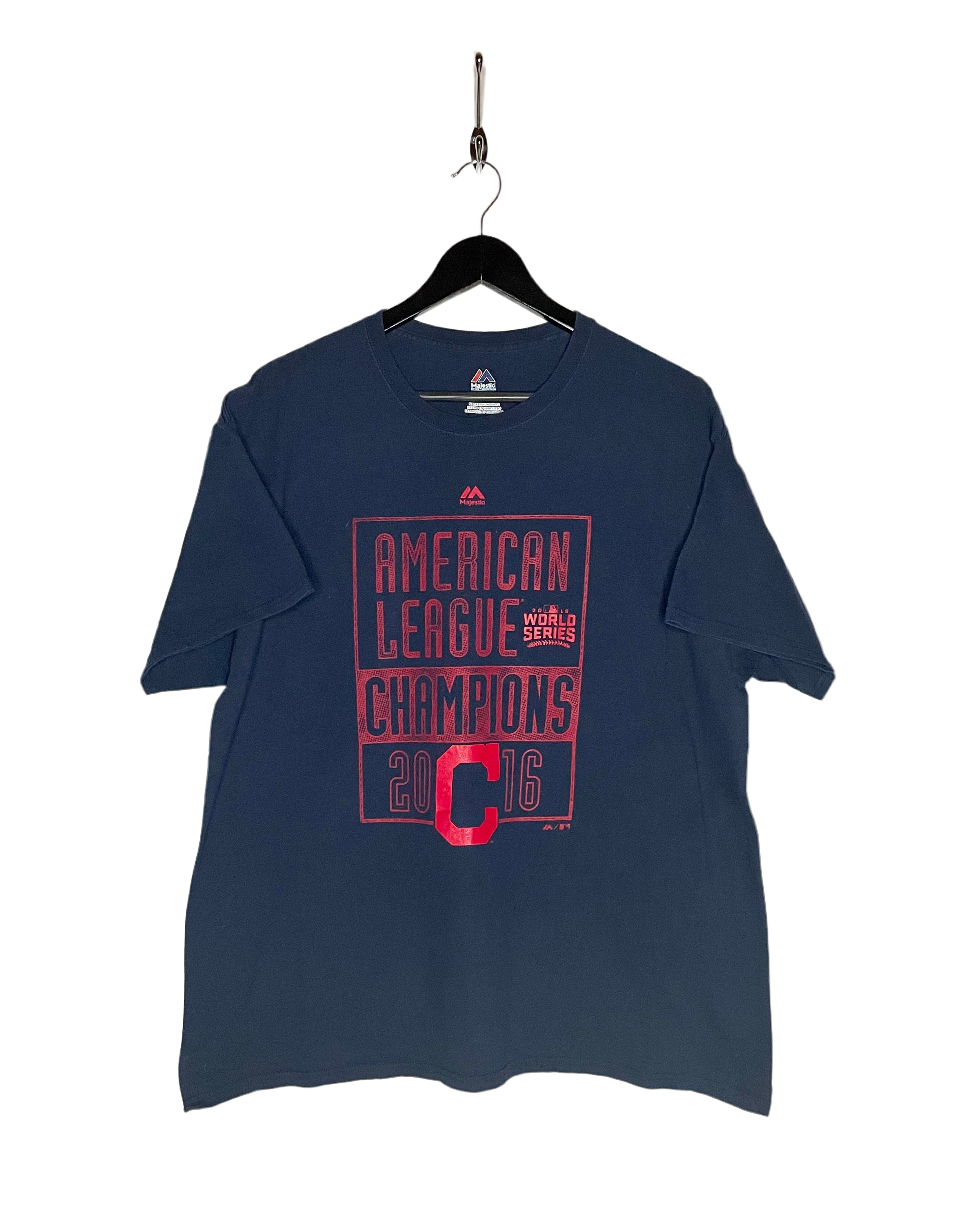 Majestic T-Shirt Cleveland Indians American League Champion 2016 Dark Blue Size XL