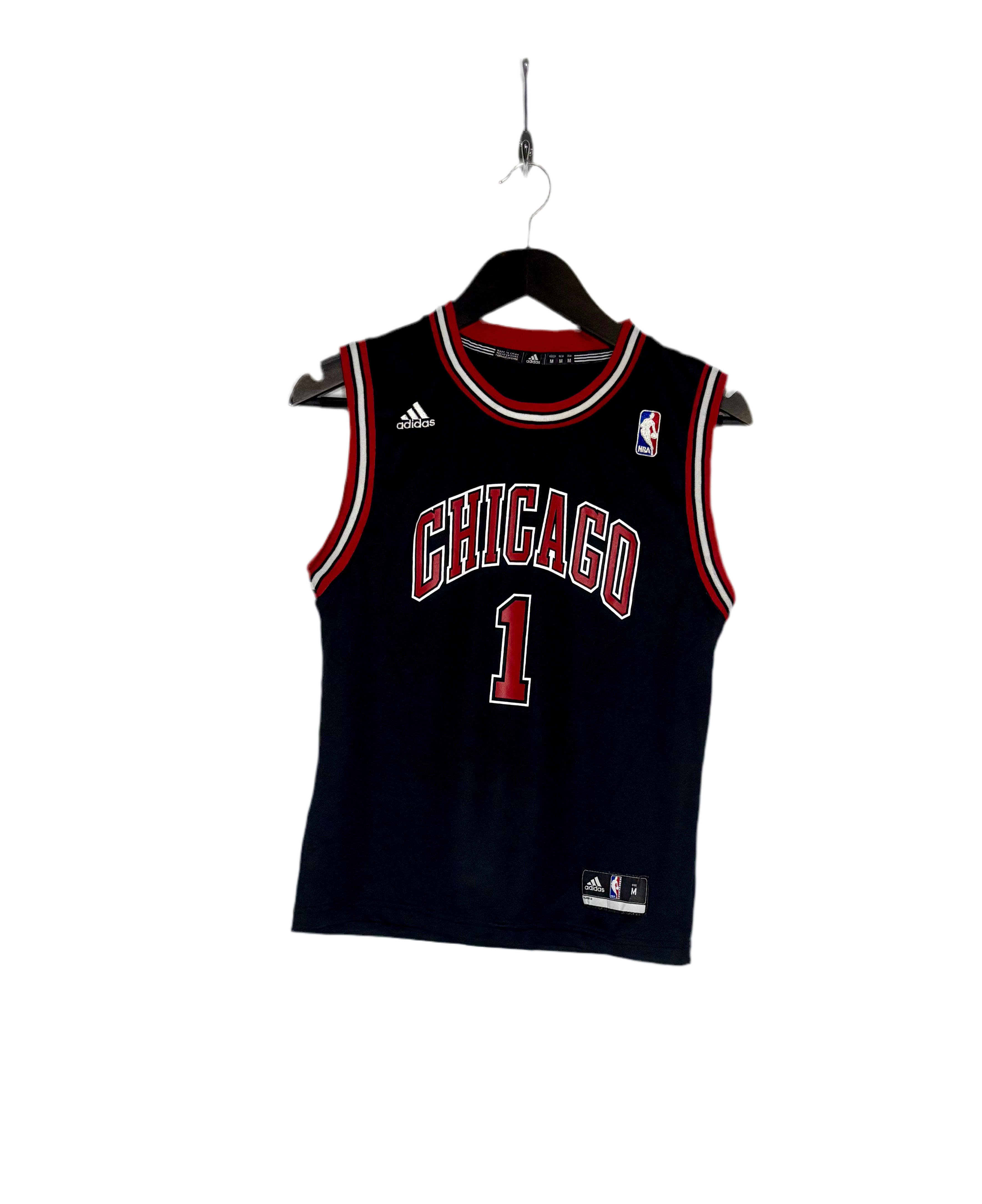 Adidas NBA Chicago Bulls Jersey #1 Derrick Rose Schwarz Größe M Kinder