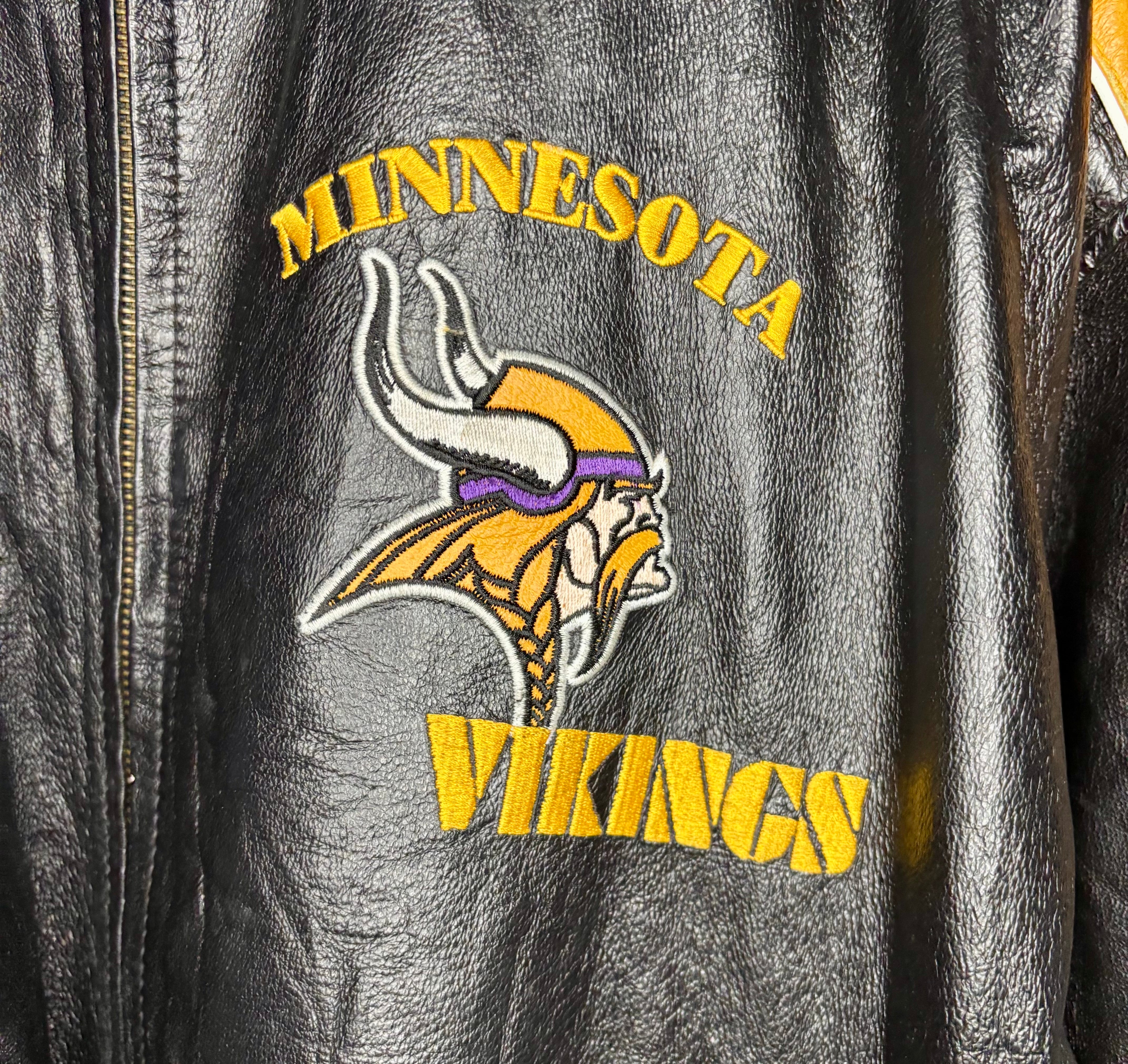 NFL Vintage Lederjacke Minnesota Vikings G-III by Carl Banks Schwarz Größe XXL