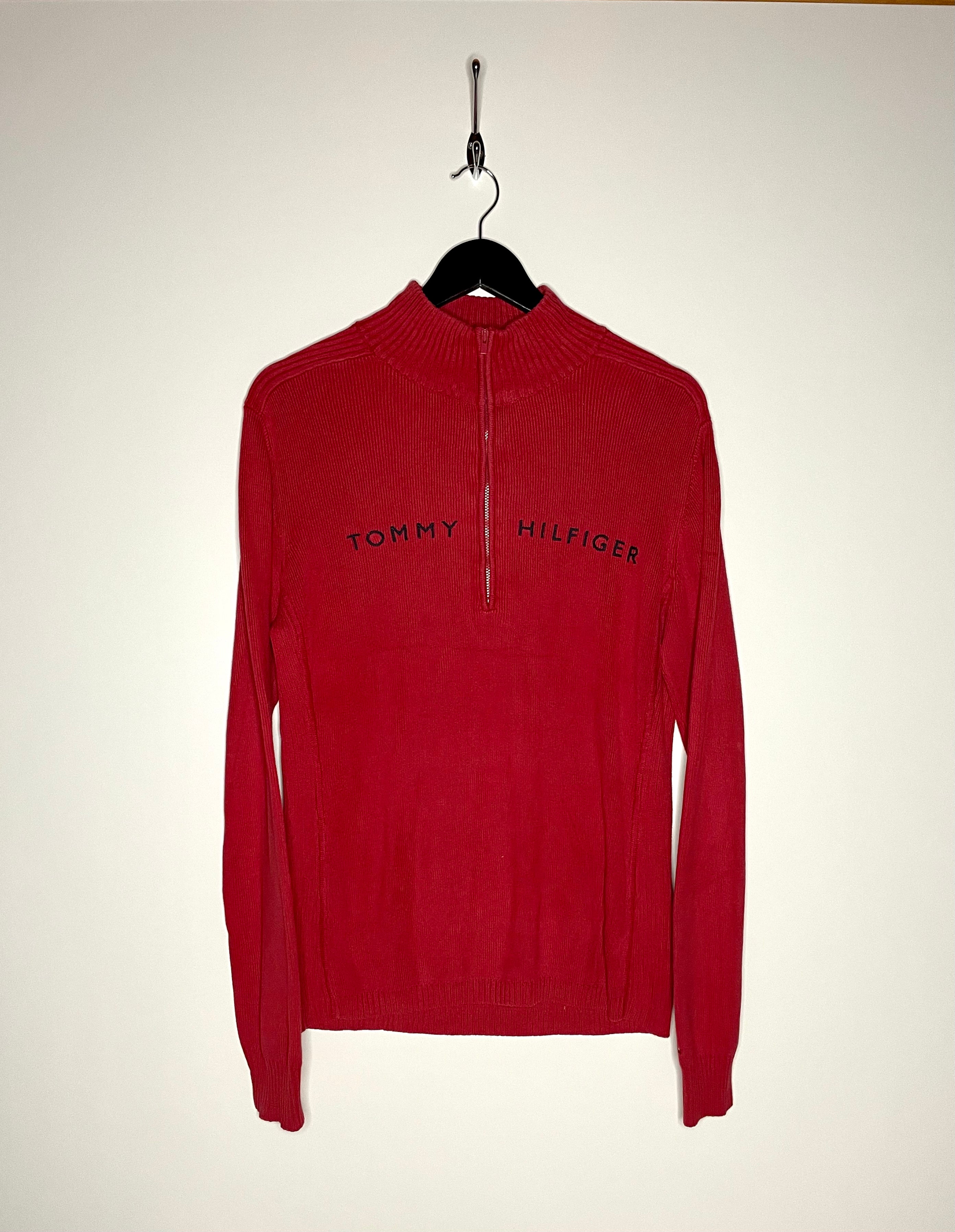 Tommy Hilfiger Vintage Q-Zip Pullover Rot Größe L