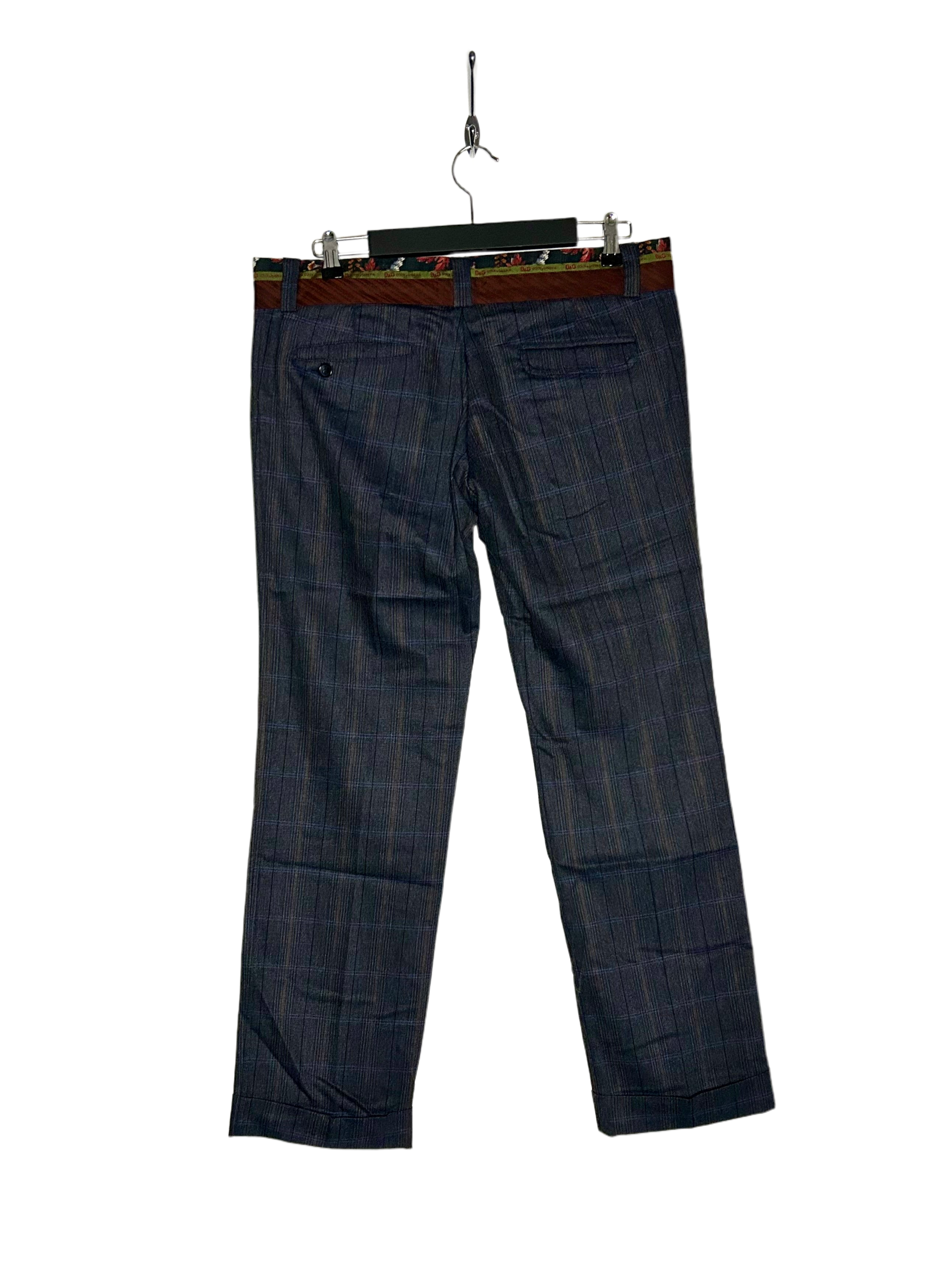 Dolce & Gabbana Stoffhose Dunkelgrau/Braun kariert Größe L (50)