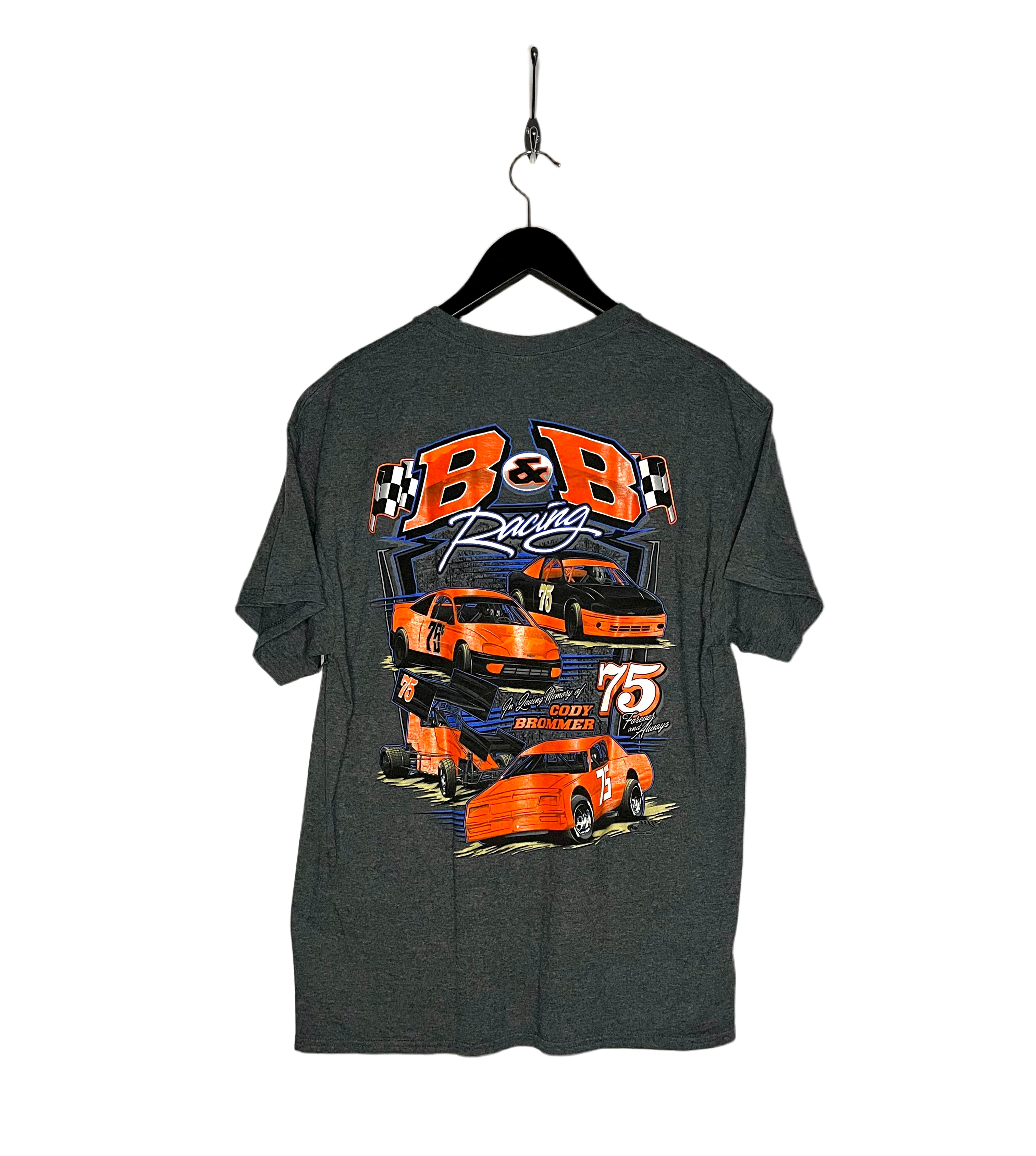 Gildan Racing T-Shirt Gray Size L