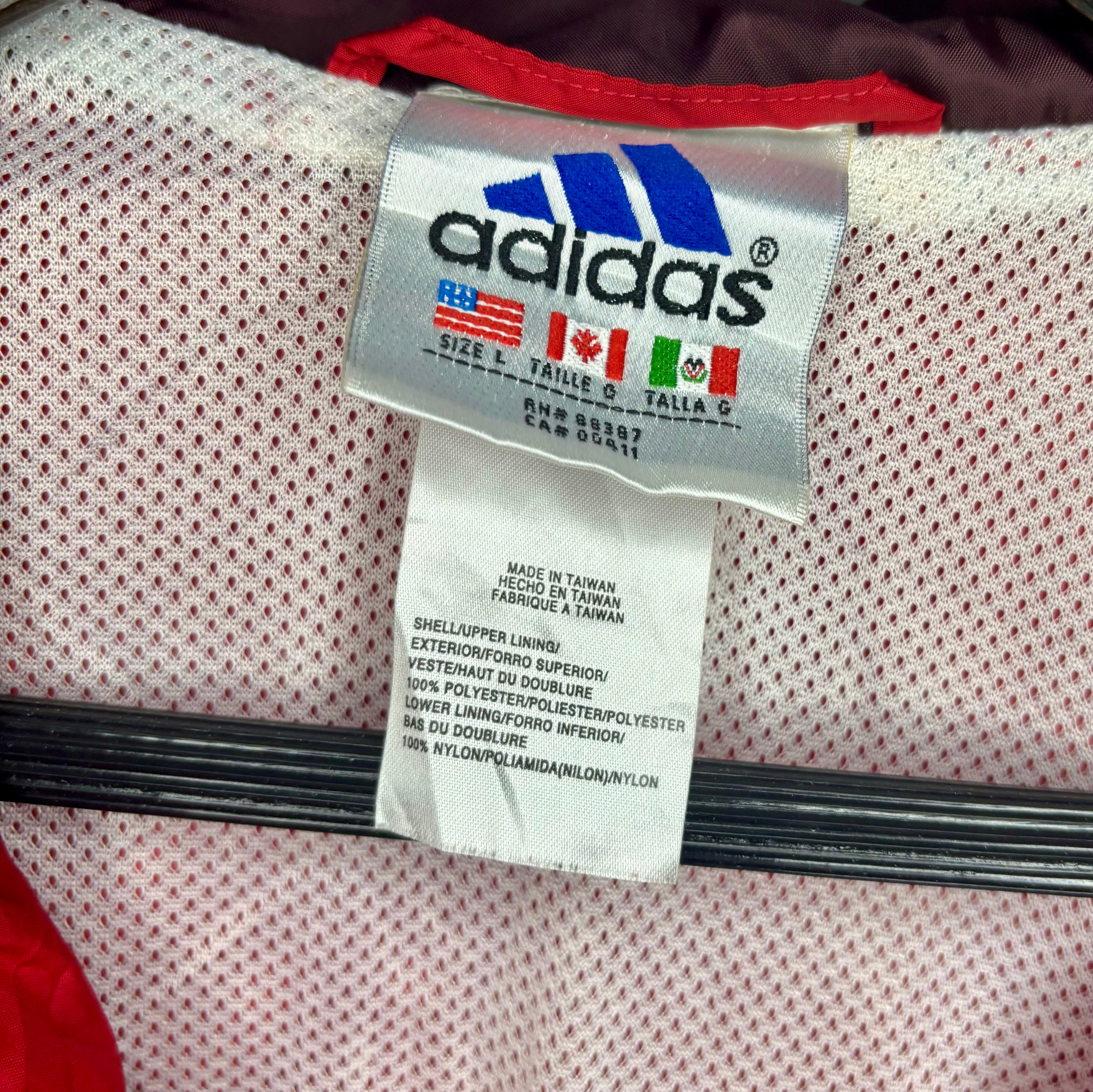 Adidas Vintage Windbreaker Jacke Rot Größe L