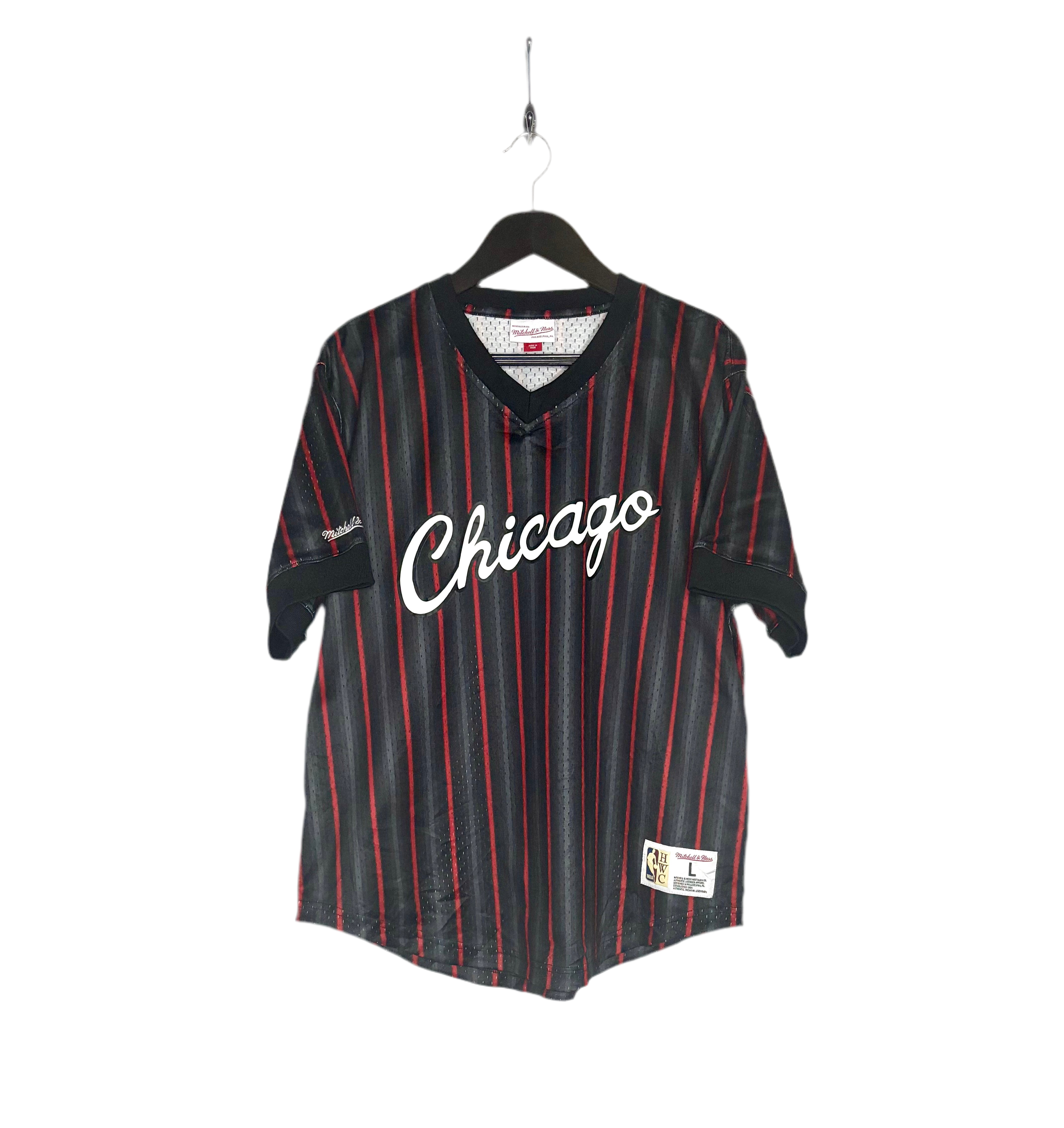 Mitchell & Ness Chicago HWC Pinstripe Jersey Schwarz Größe L