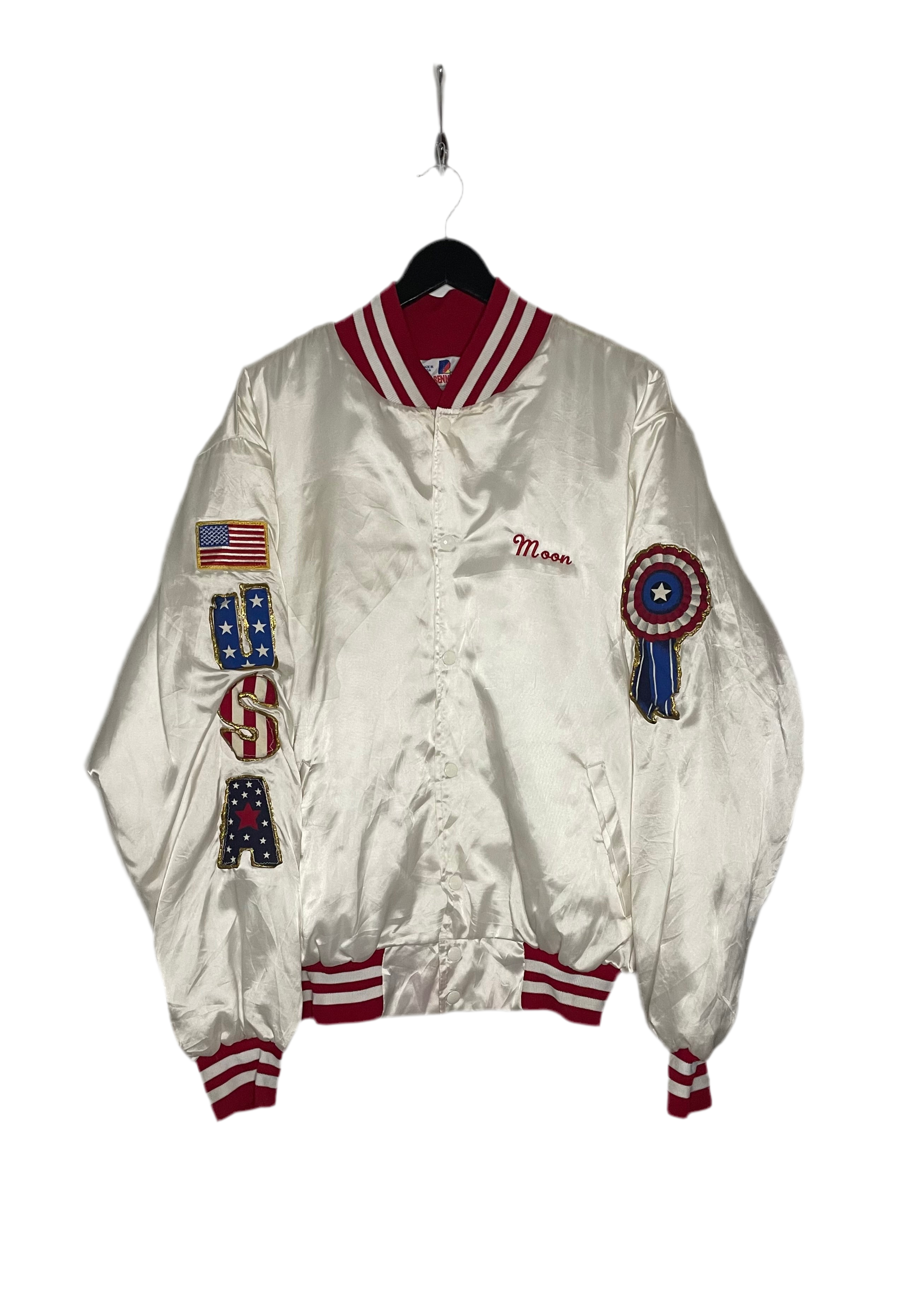 Rennoc Vintage Baseball Jacke USA Weiß Größe XL
