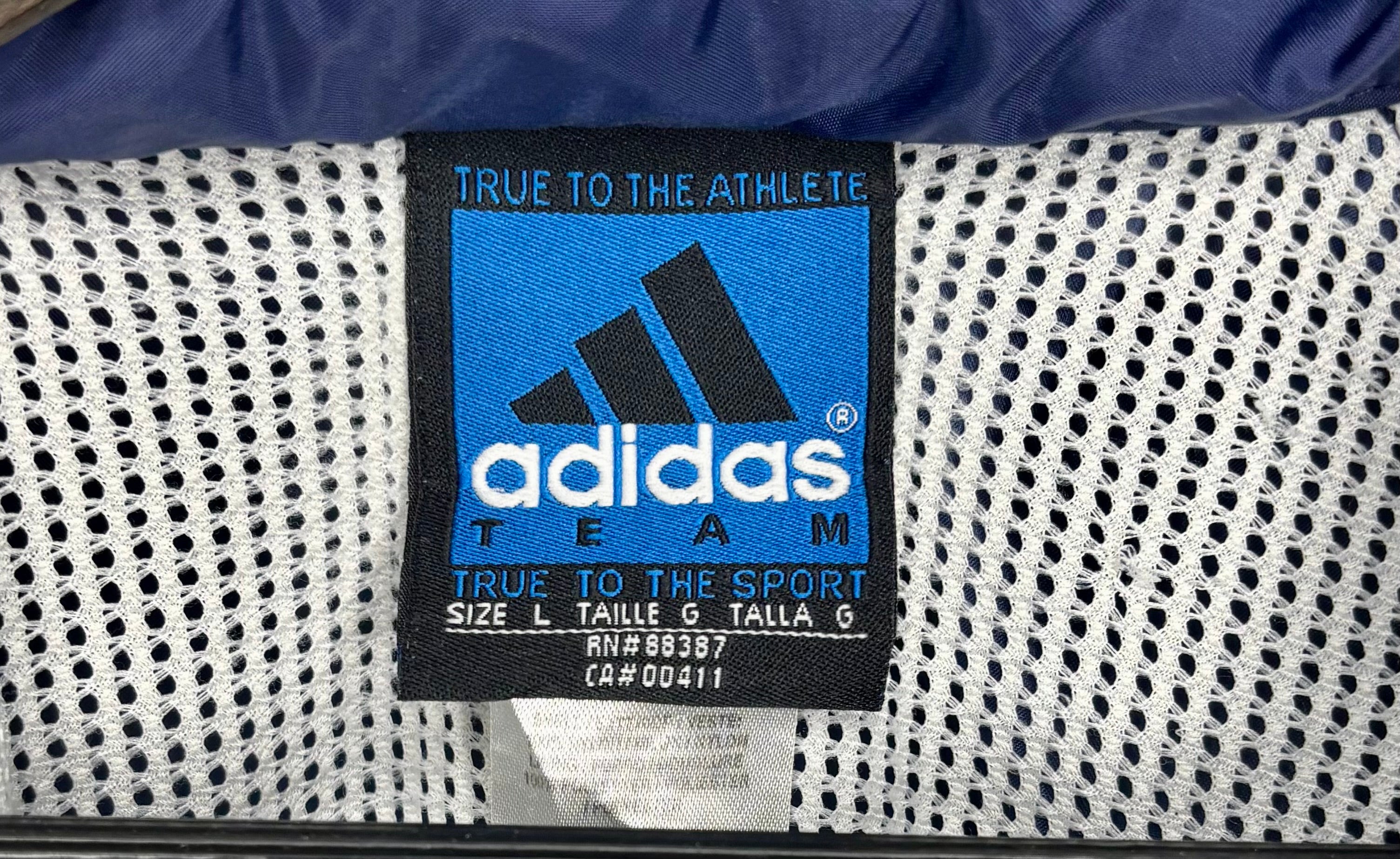 Adidas Vintage Windbreaker Kapuzenjacke Blau Größe M