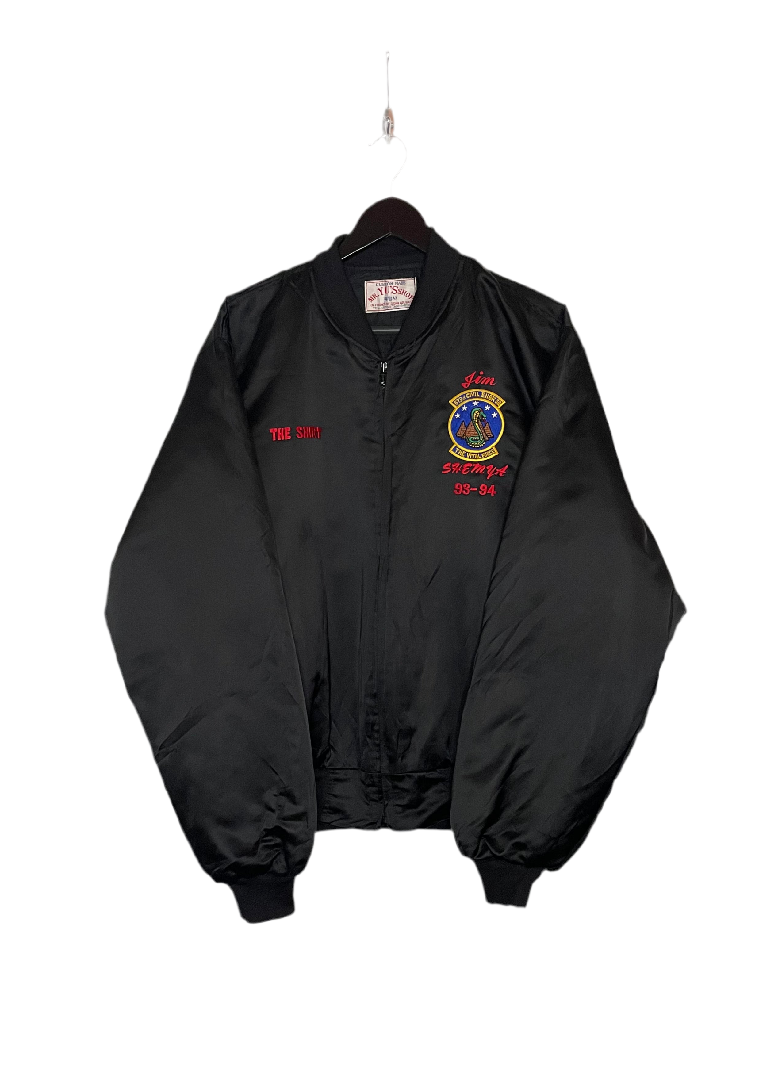 Vintage Bomberjacke Civil Engineering Squadron Schwarz Größe M