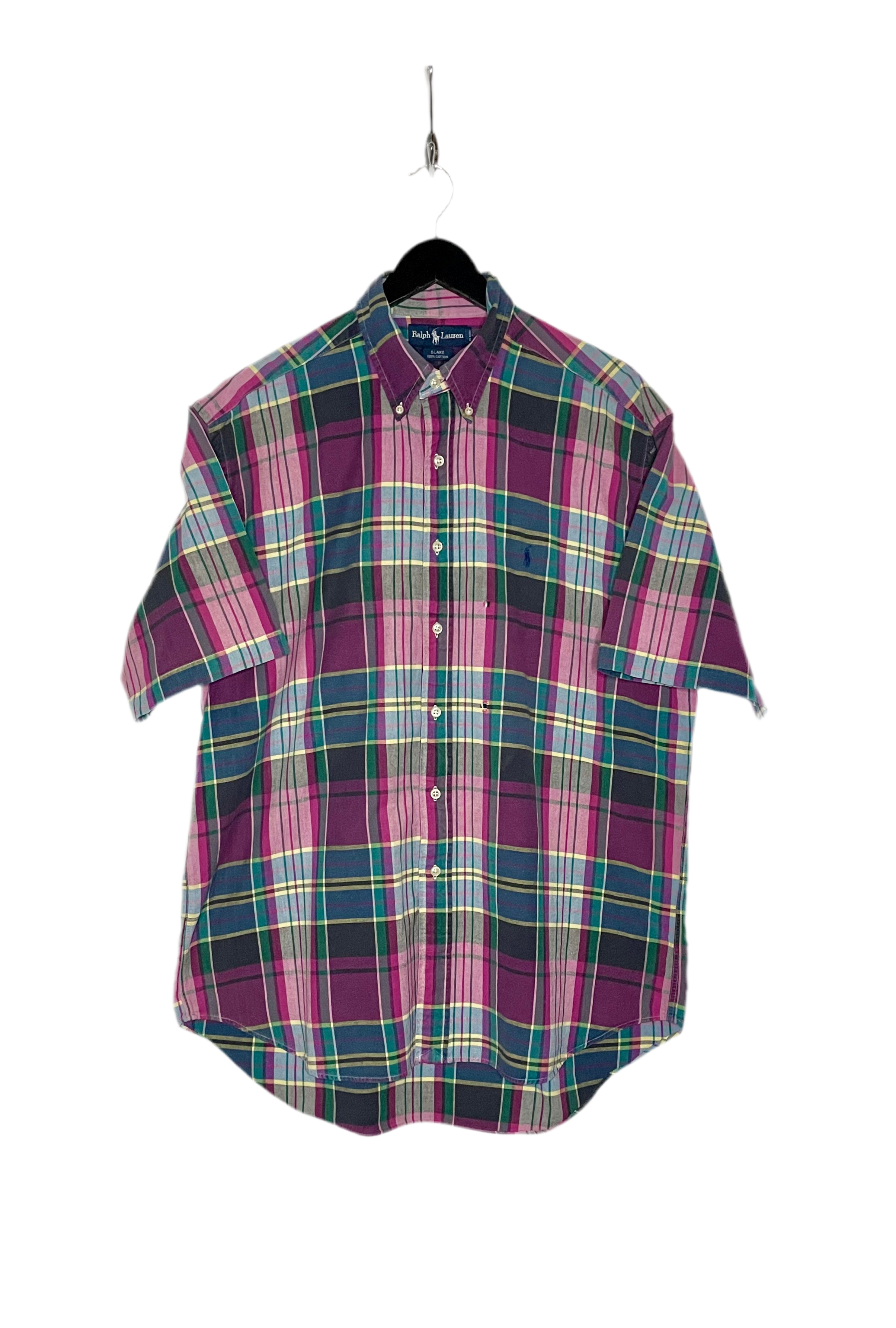 Ralph Lauren Vintage Kurzarm Hemd Bunt Kariert Größe L