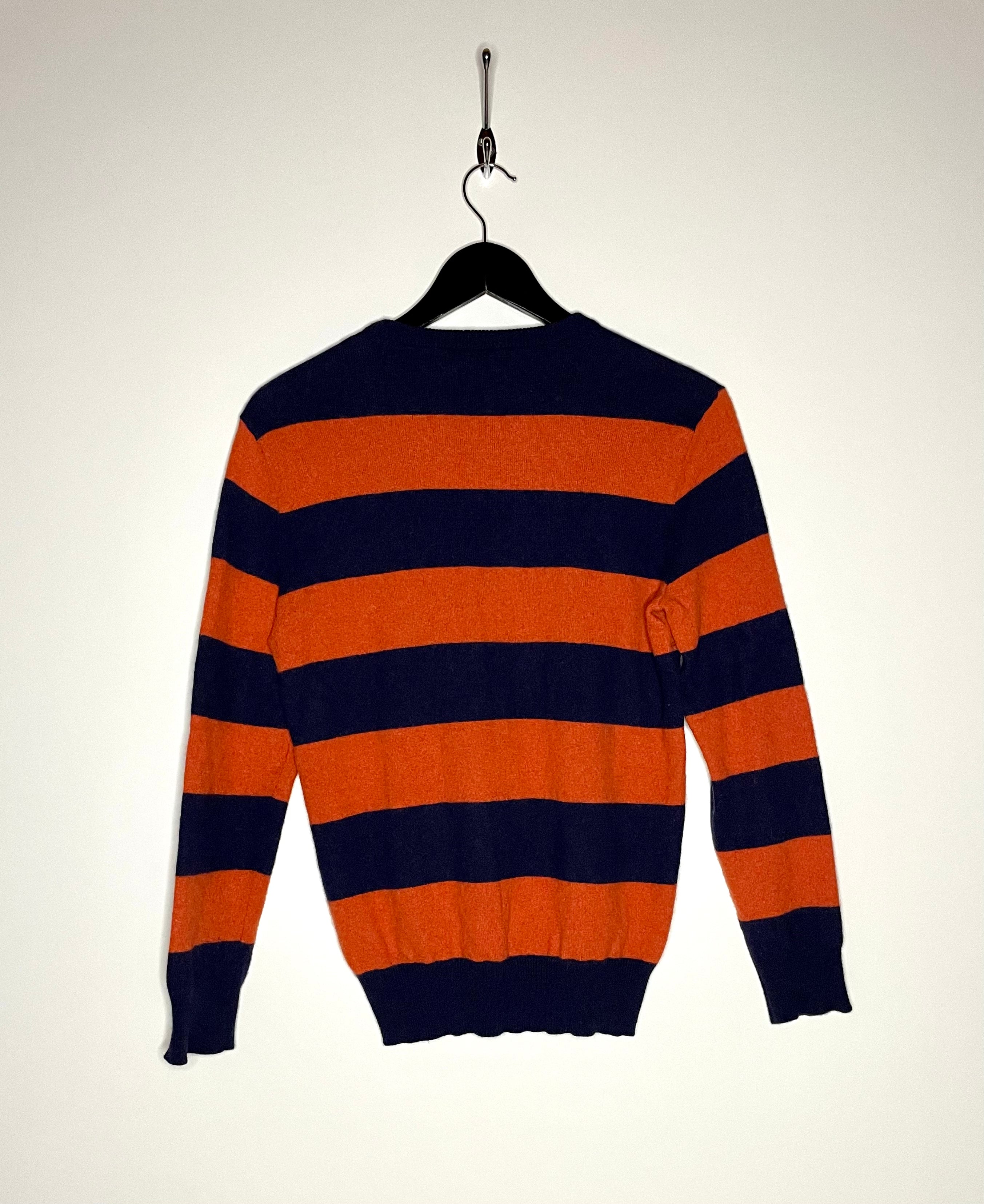 Ralph Lauren Vintage Merino Pullover Orange/Blau Größe S