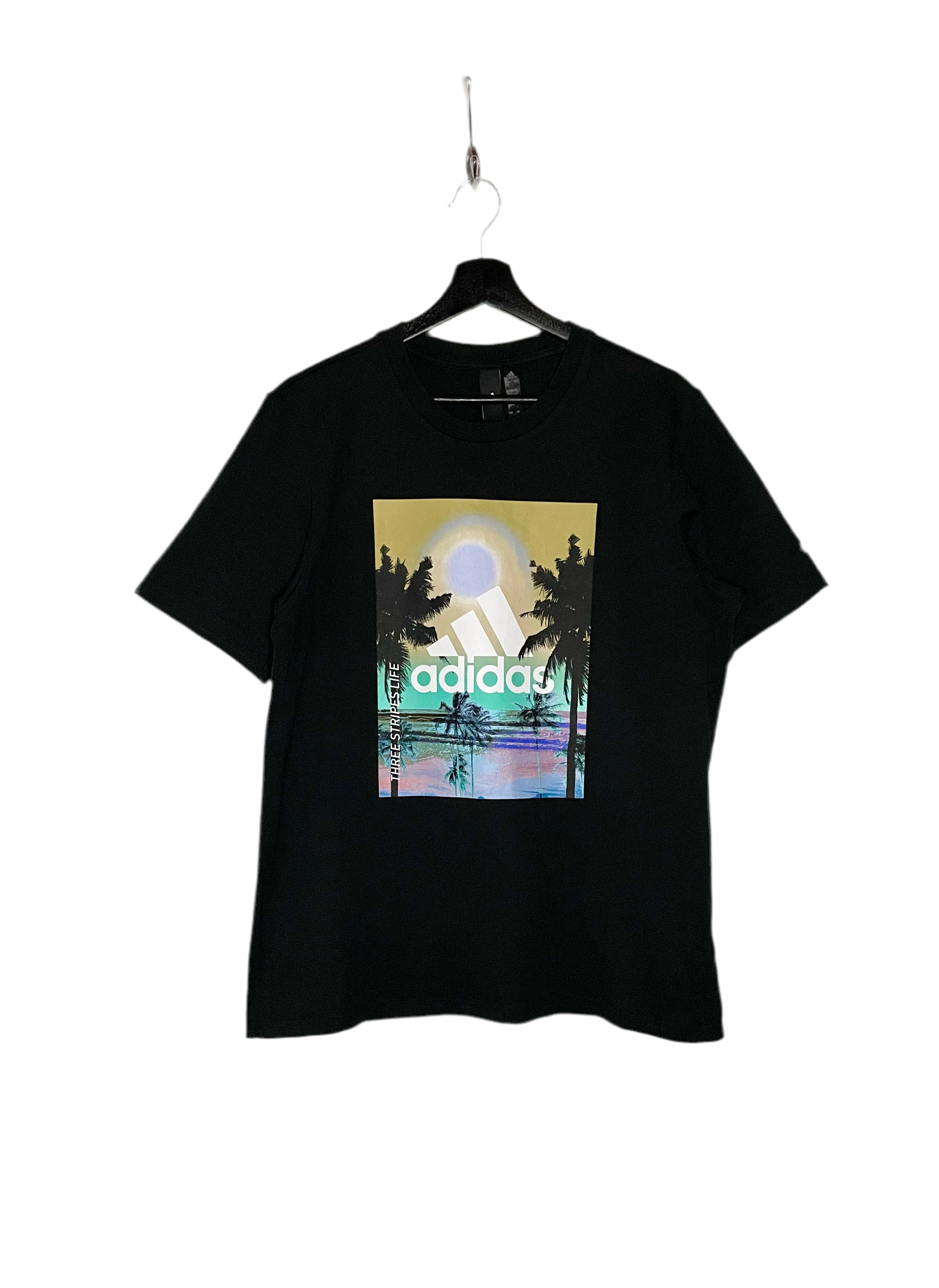 Adidas T-Shirt Stranddruck Schwarz Größe L