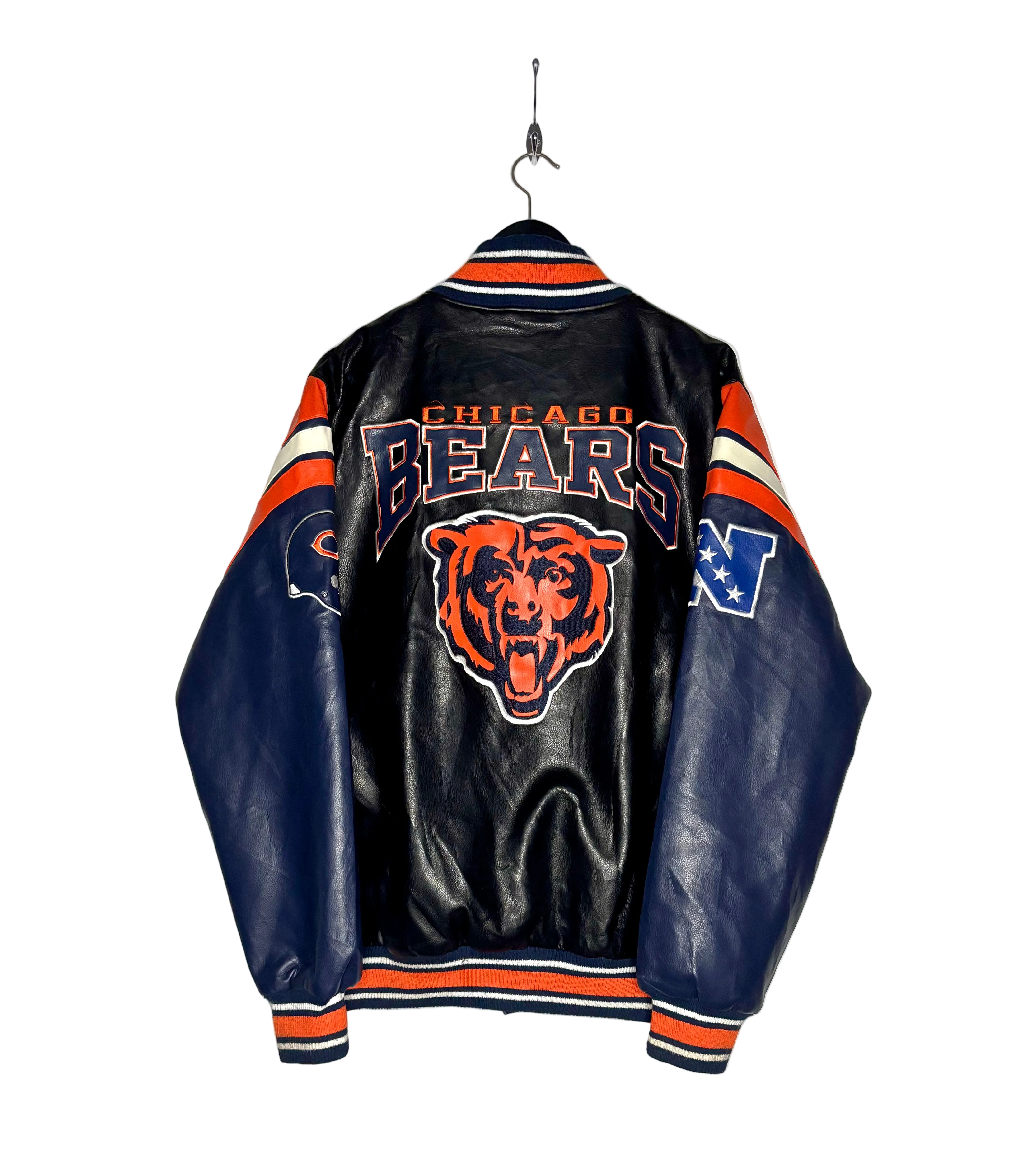 NFL Vintage Chicago Bears Lederjacke Schwarz Größe XL