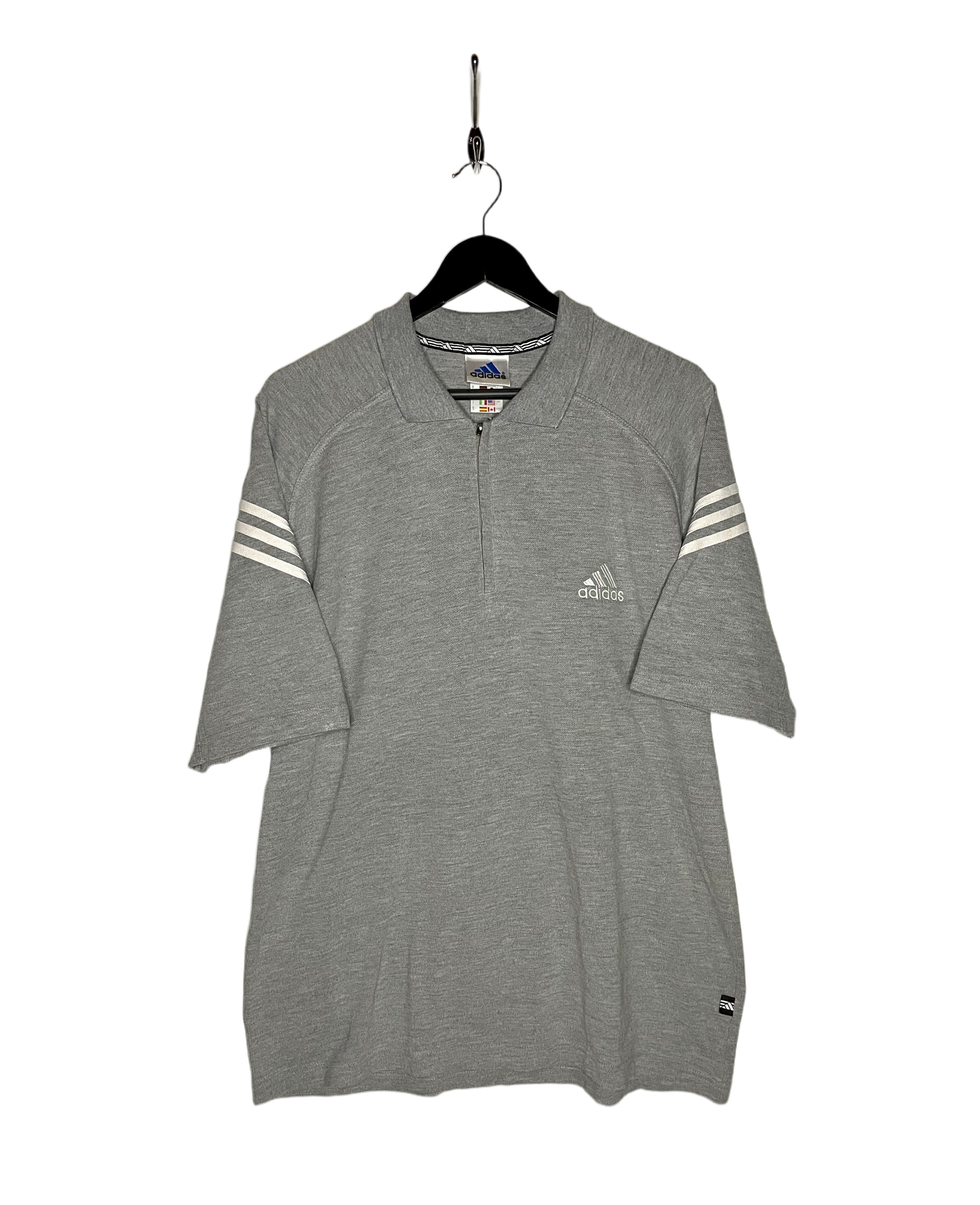 Adidas vintage polo shirt with zipper gray size L