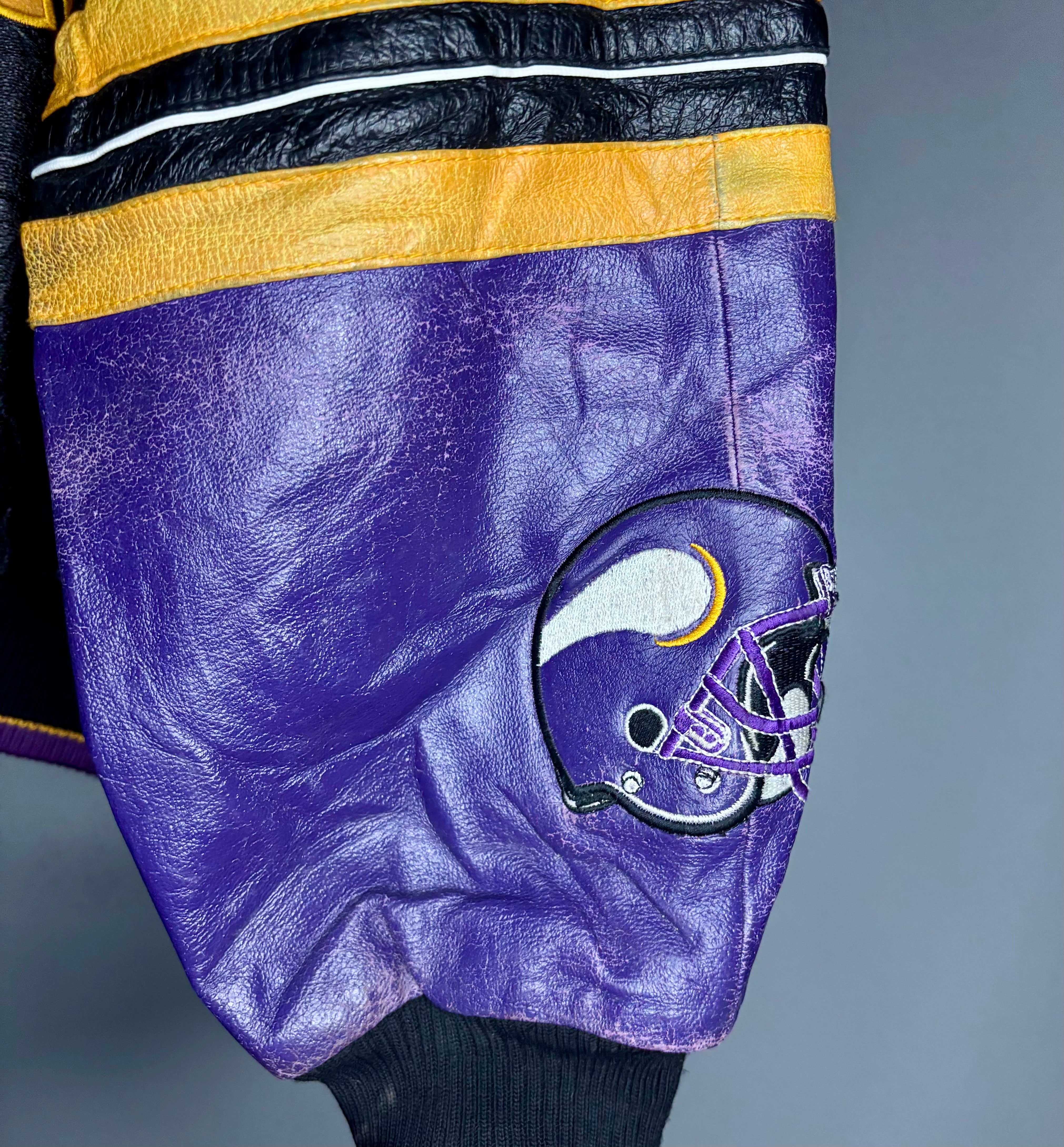 NFL Vintage Lederjacke Minnesota Vikings G-III by Carl Banks Schwarz Größe XXL