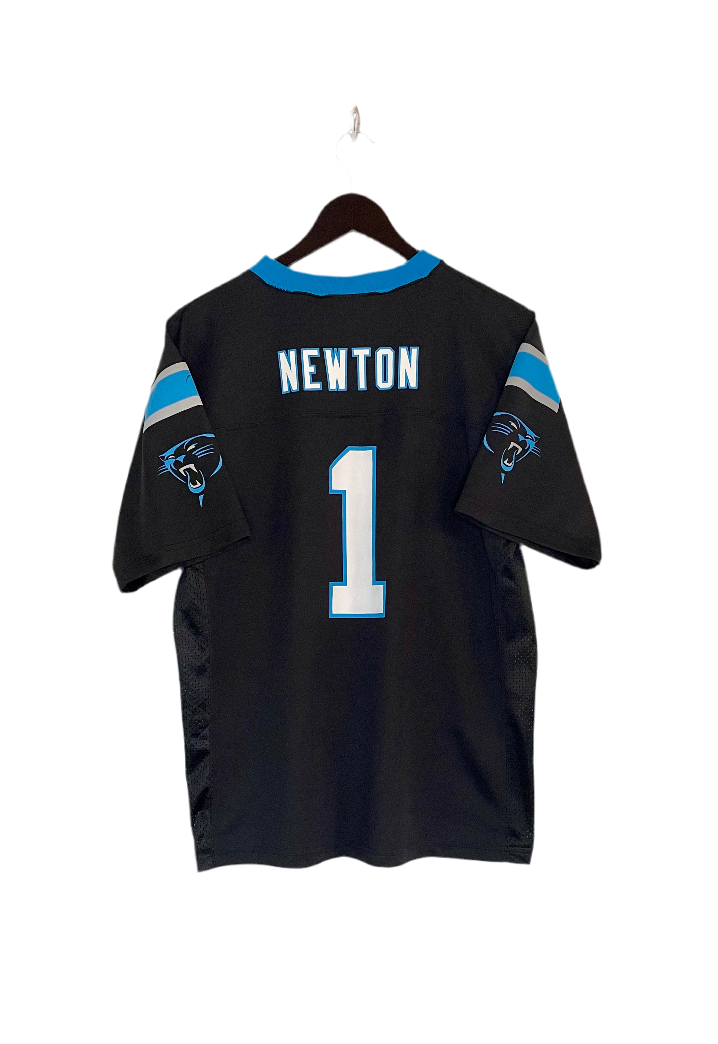 NFL Jersey Carolina Panthers #1 Cam Newton Schwarz/Blau Größe XL Kinder