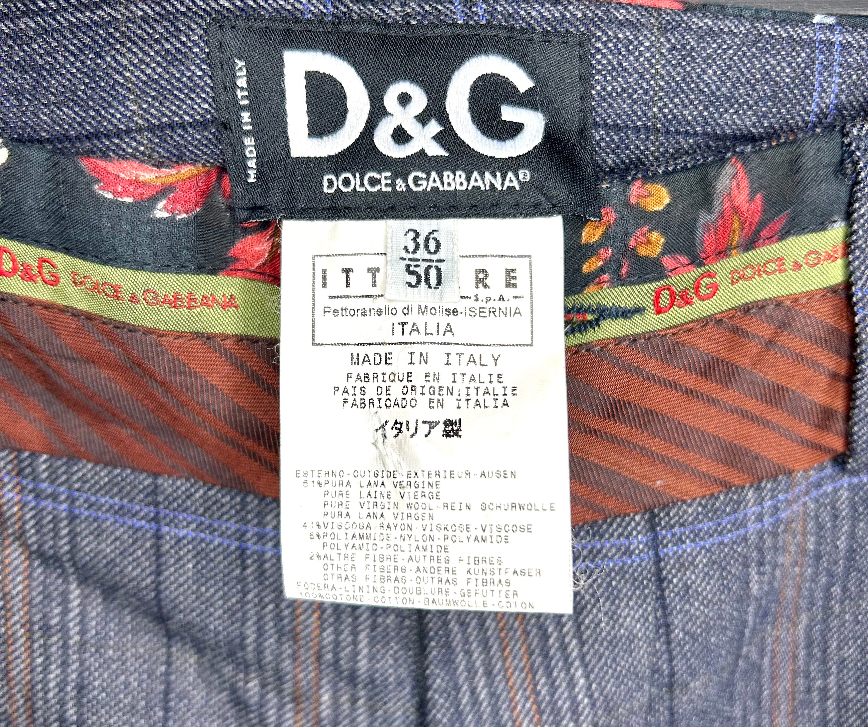 Dolce & Gabbana Stoffhose Dunkelgrau/Braun kariert Größe L (50)