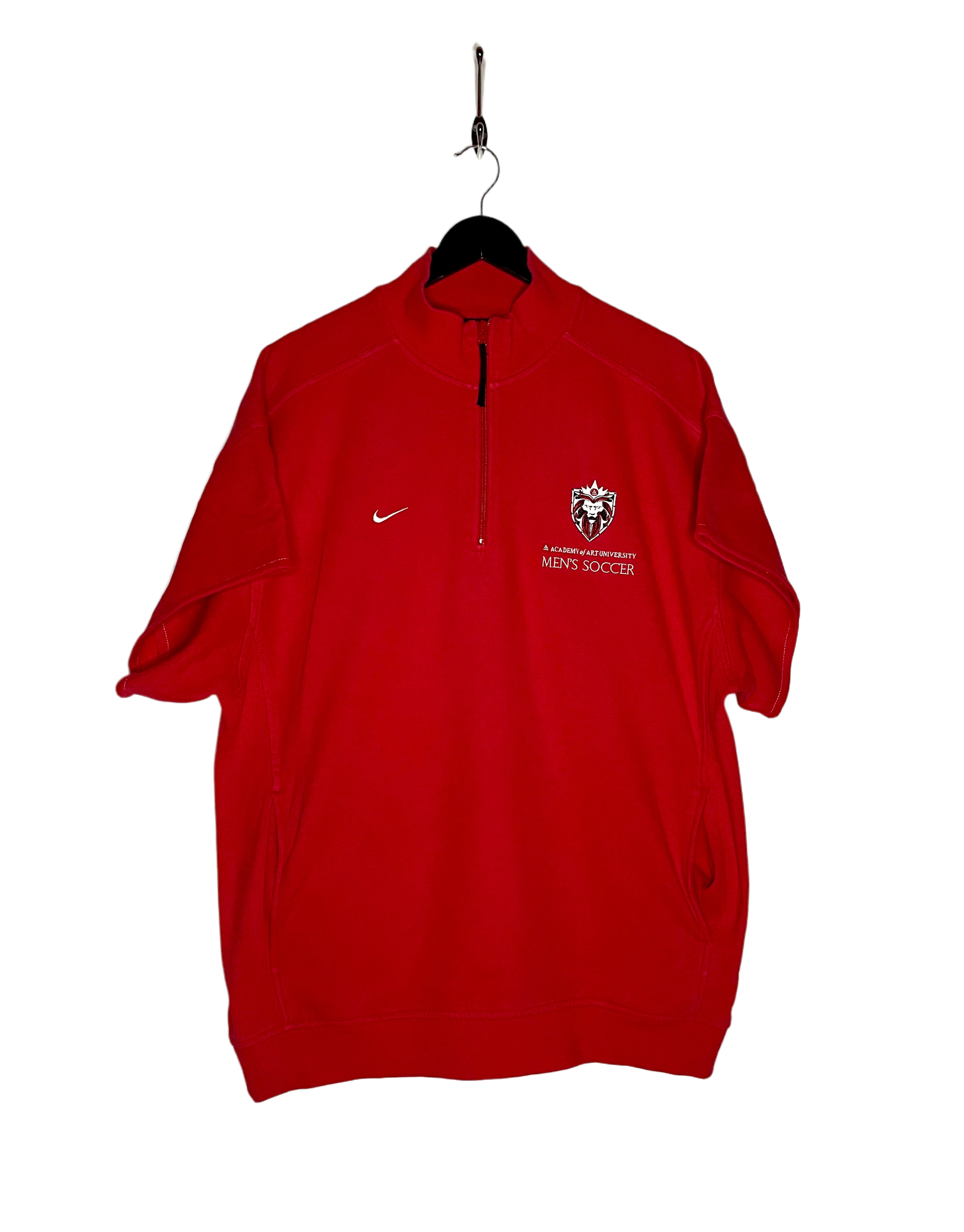 Nike kurzarm Q-Zip Shirt Academy of Art University Rot Größe L