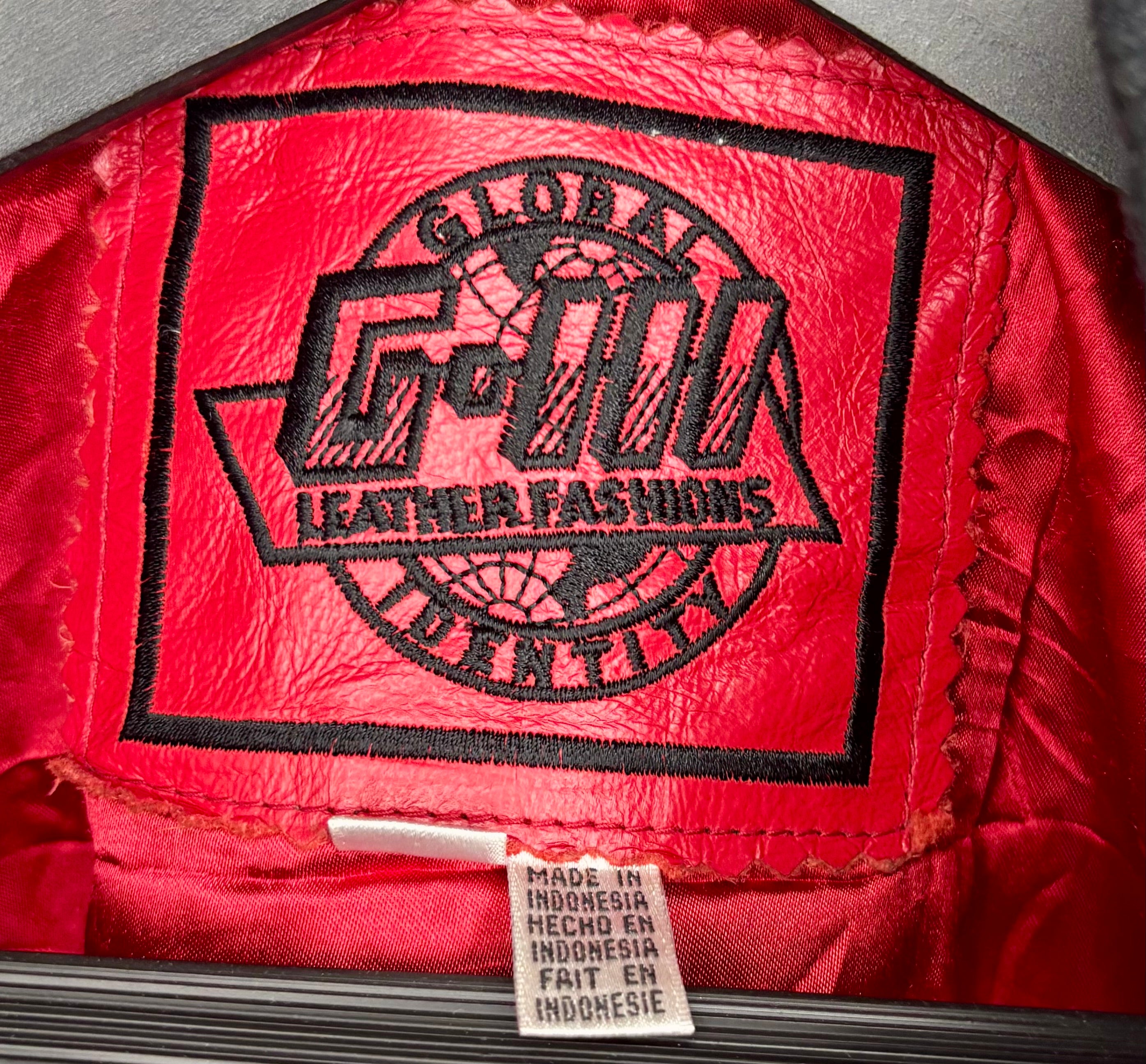 Vintage Nebraska Huskies NCAA Lederjacke Global III Leather Schwarz Größe XL