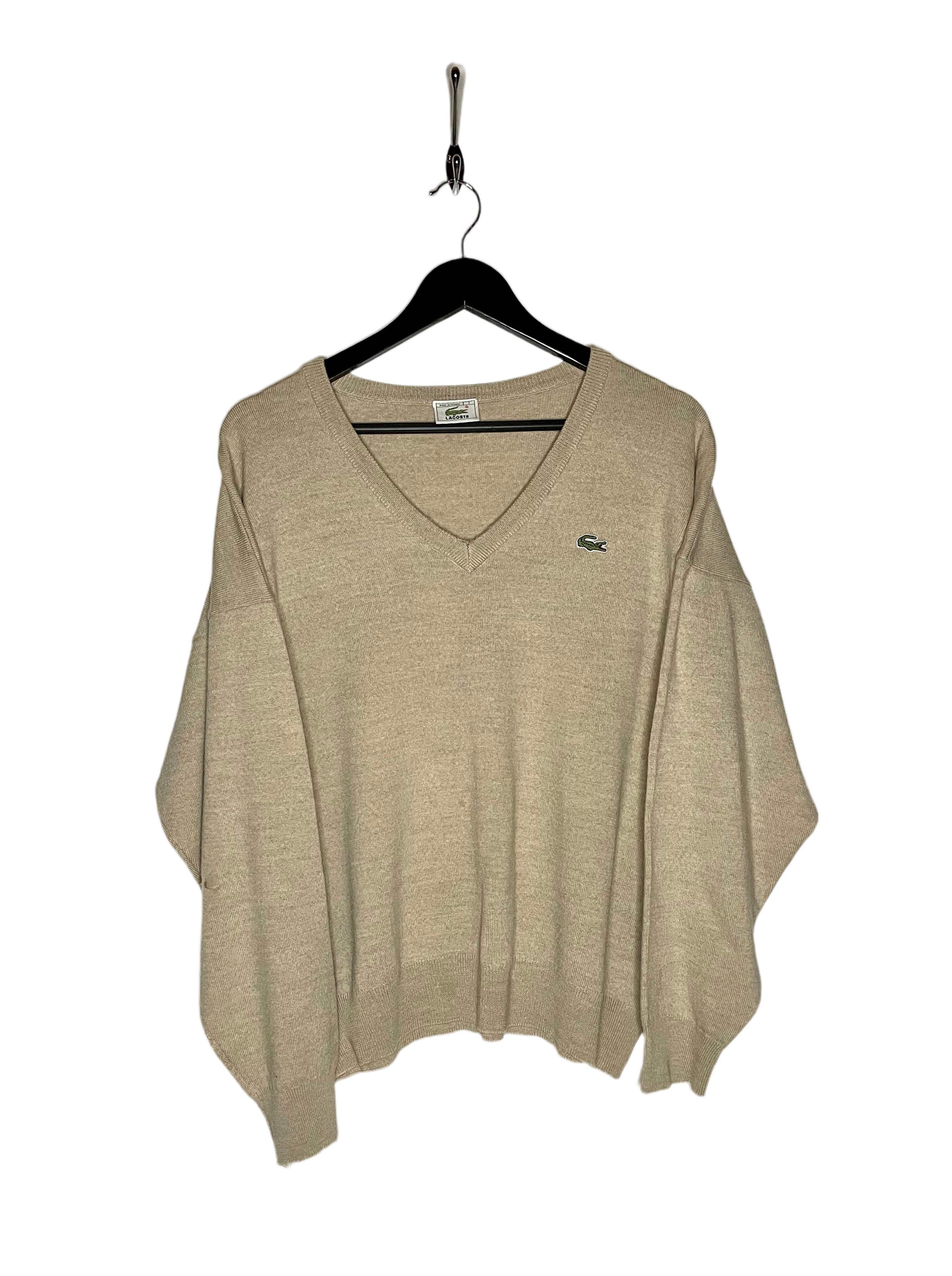 Lacoste V-Neck Sweater Beige Size L