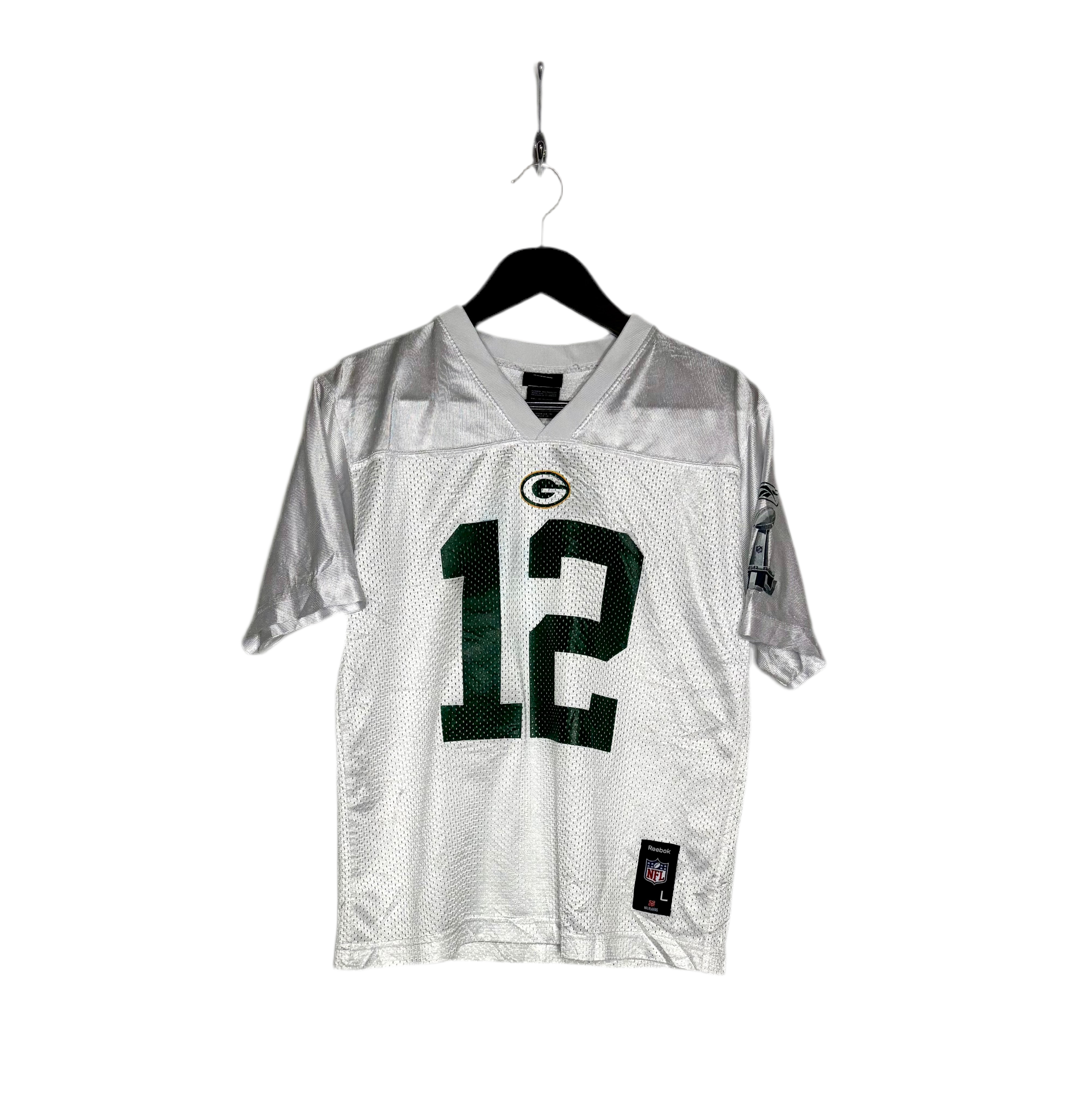 Reebok NFL Green Bay Packers Jersey #12 Aaron Rodgers Weiß Größe L Kinder