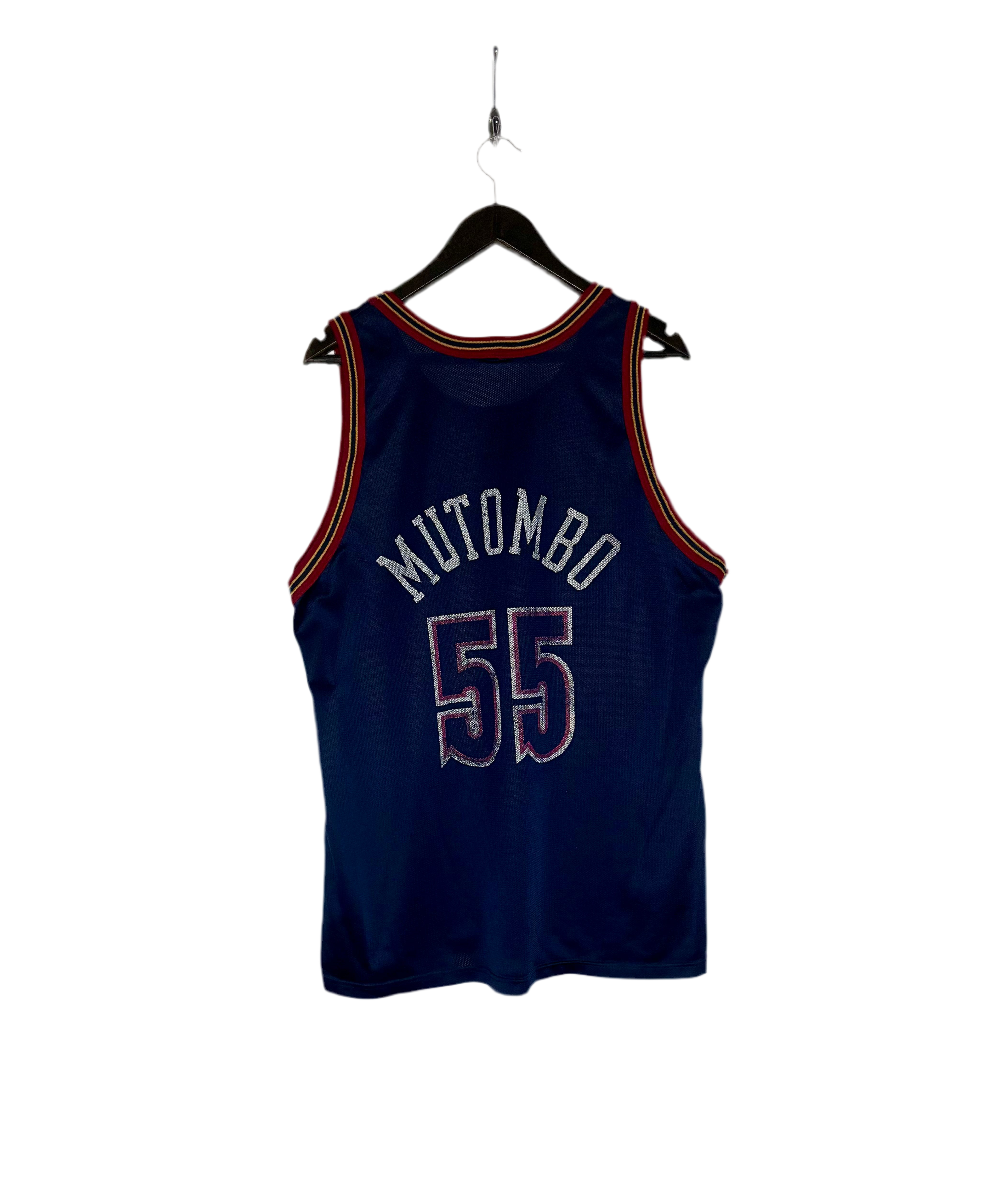 Champion NBA Vintage Denver Nuggets Jersey #55 Dikembe Mutombo Blau Größe L
