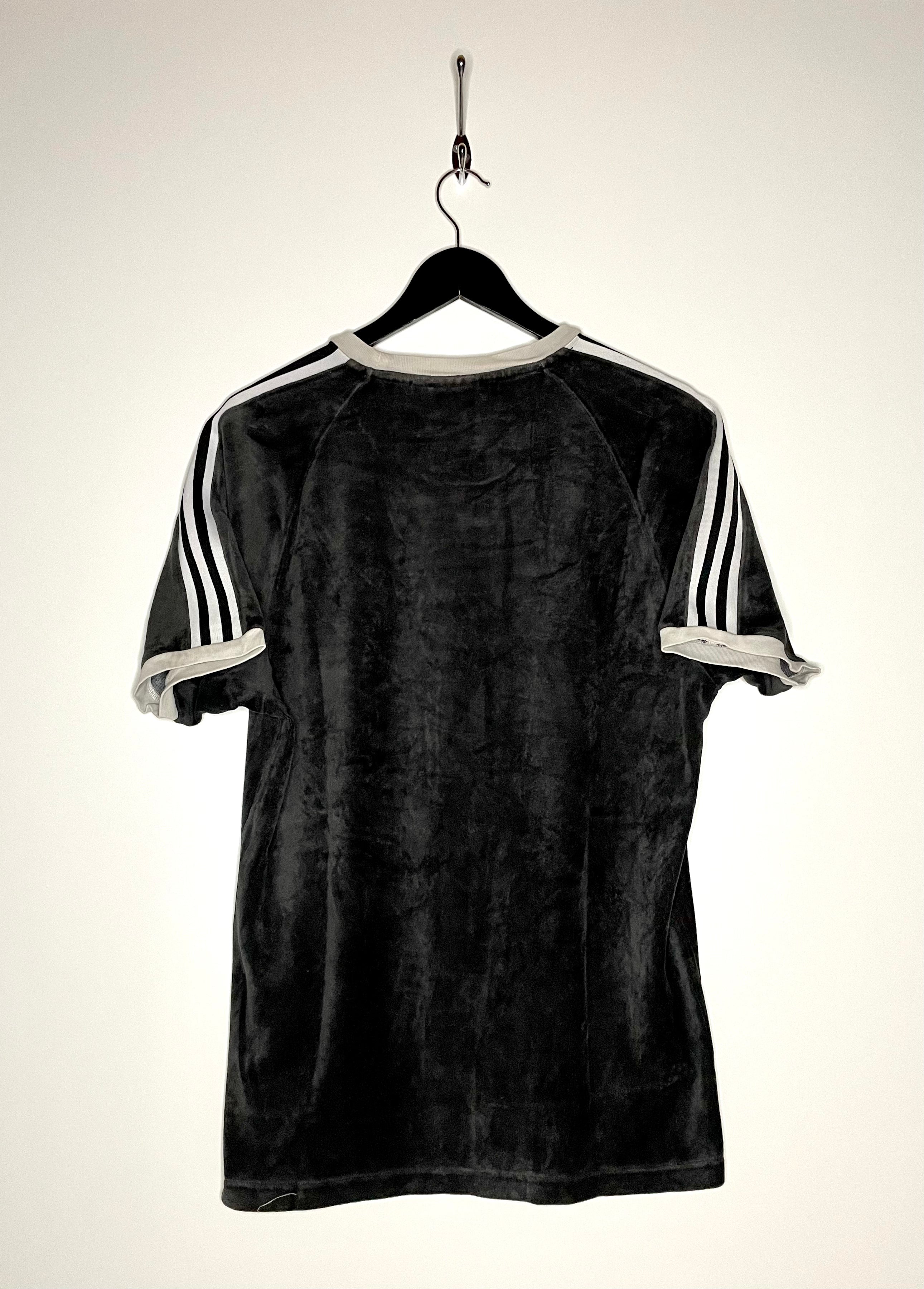 Adidas Vintage Samt T-Shirt Schwarz Größe M