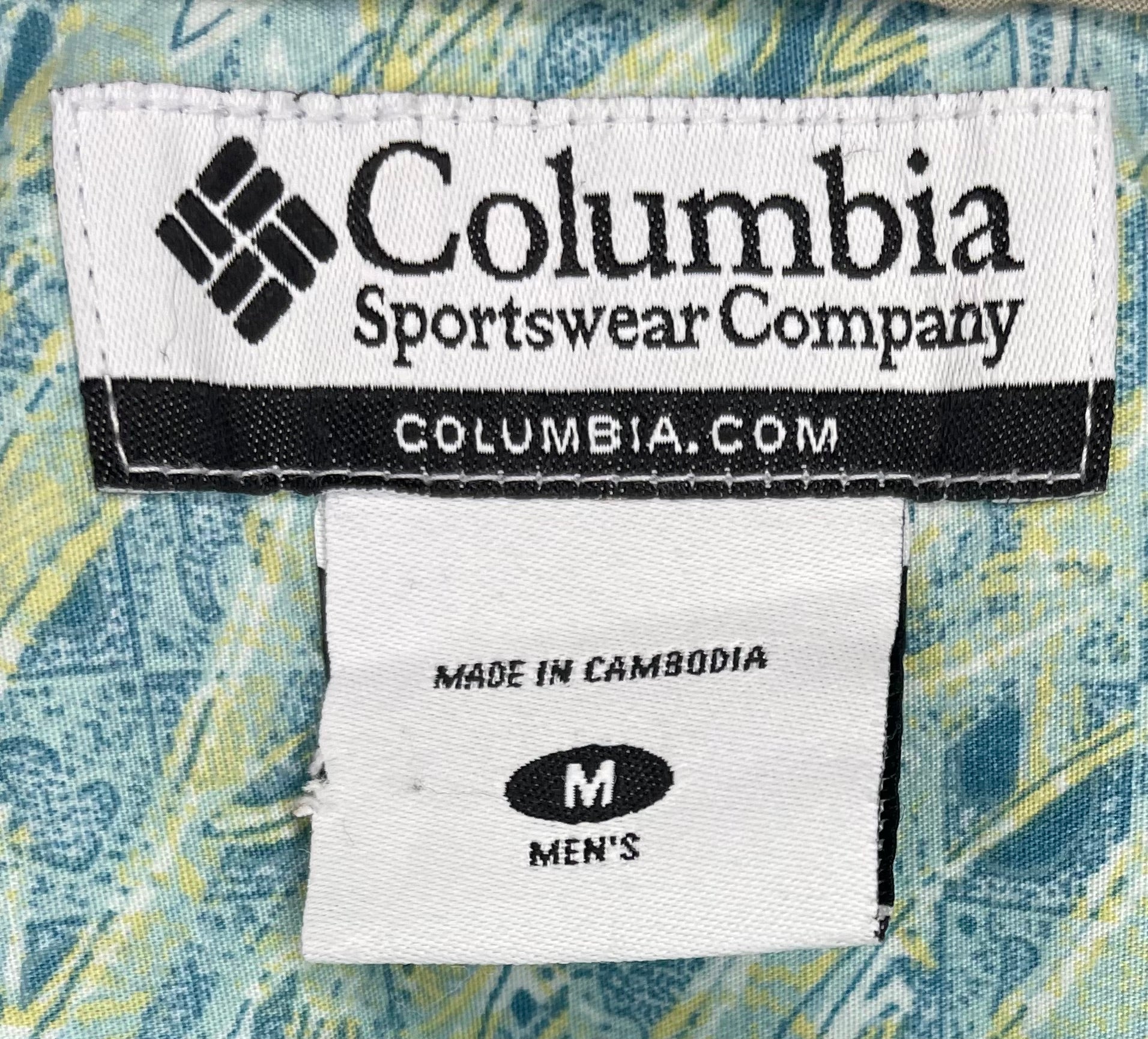 Columbia Vintage kurzarm Hemd Grün gemustert Größe M