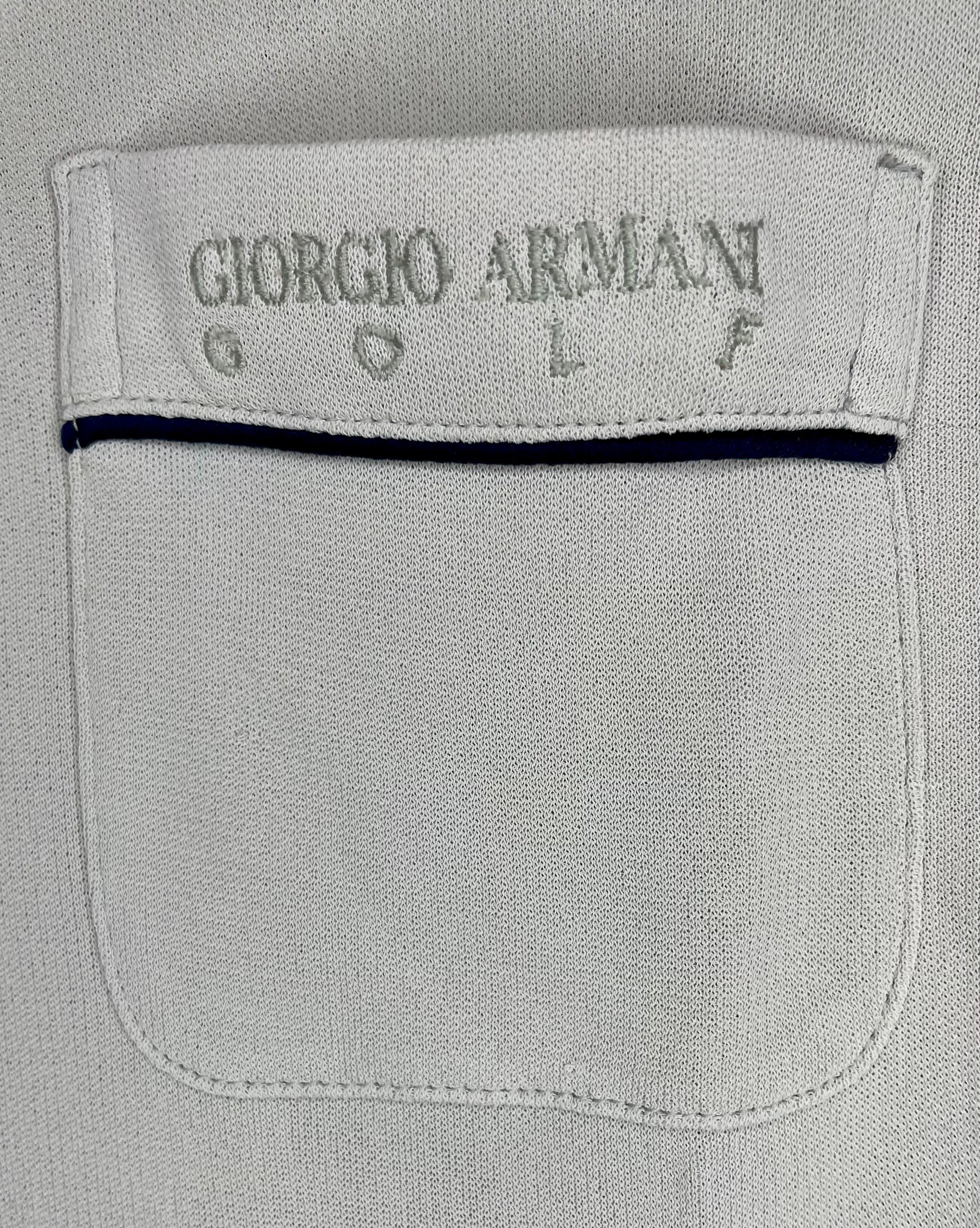 Giorgio Armani Golf kurzarm Zip-Polo Grau Größe M Damen