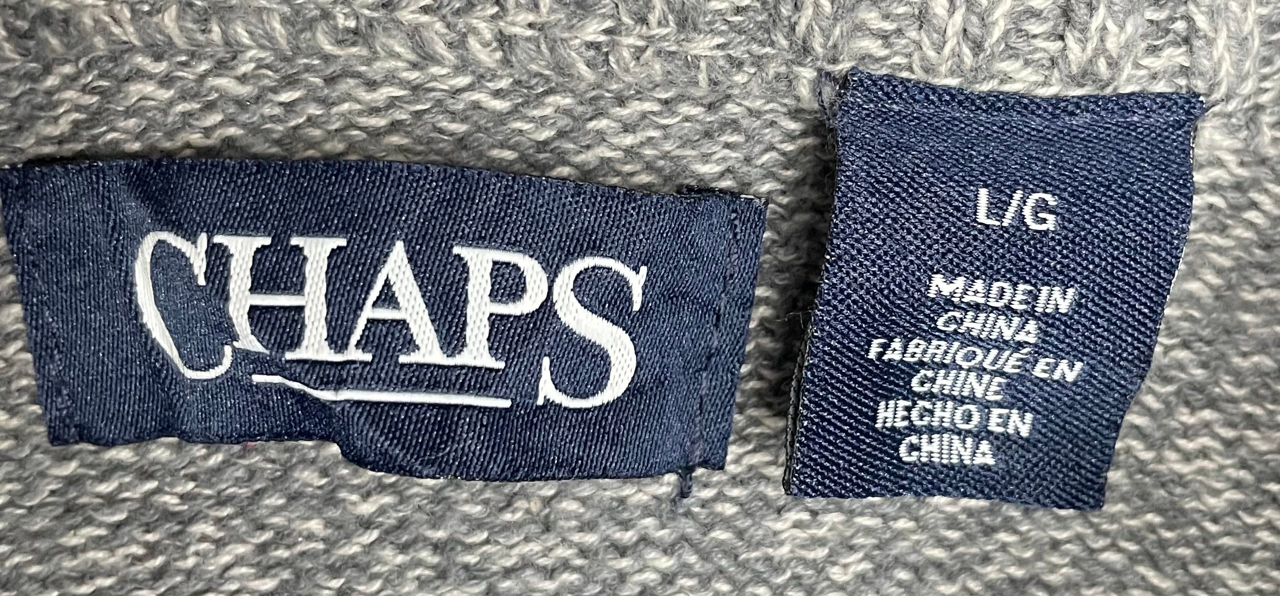 Chaps Vintage Knit Pullover Grau Größe L