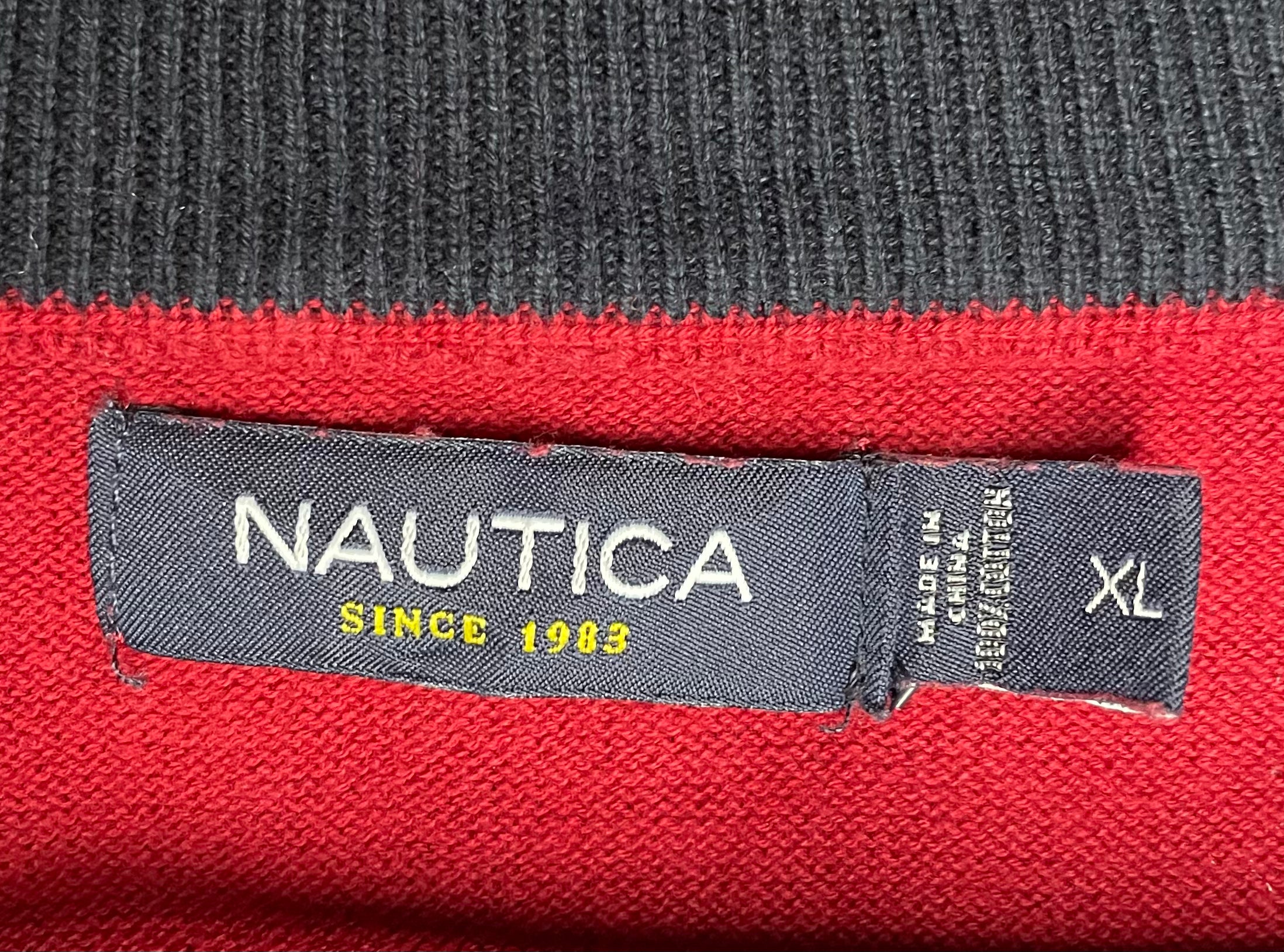 Nautica Vintage Q-Zip Pullover Rot Größe XL
