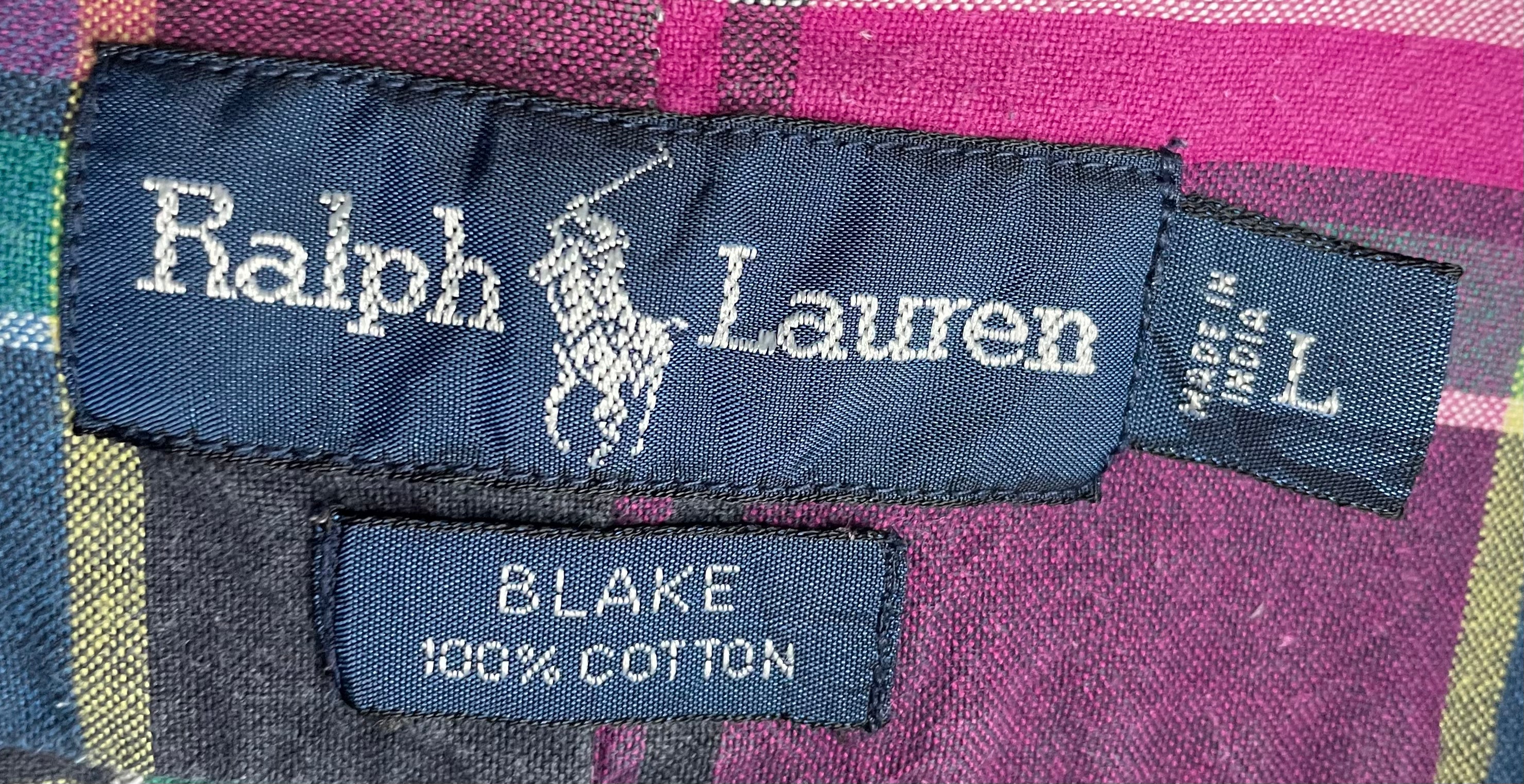 Ralph Lauren Vintage Kurzarm Hemd Bunt Kariert Größe L