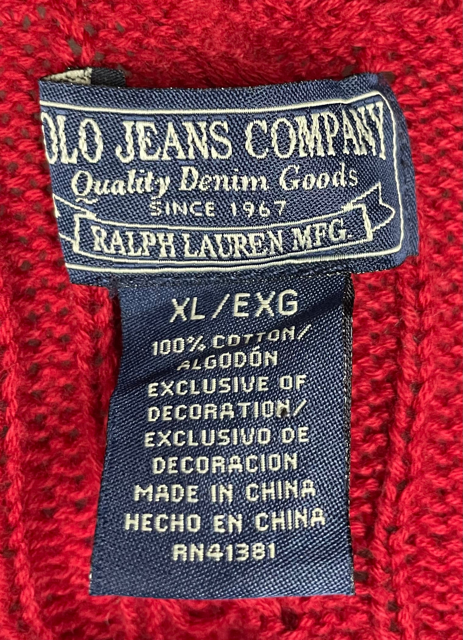 Ralph Lauren Vintage Knit Pullover Rot Größe XL