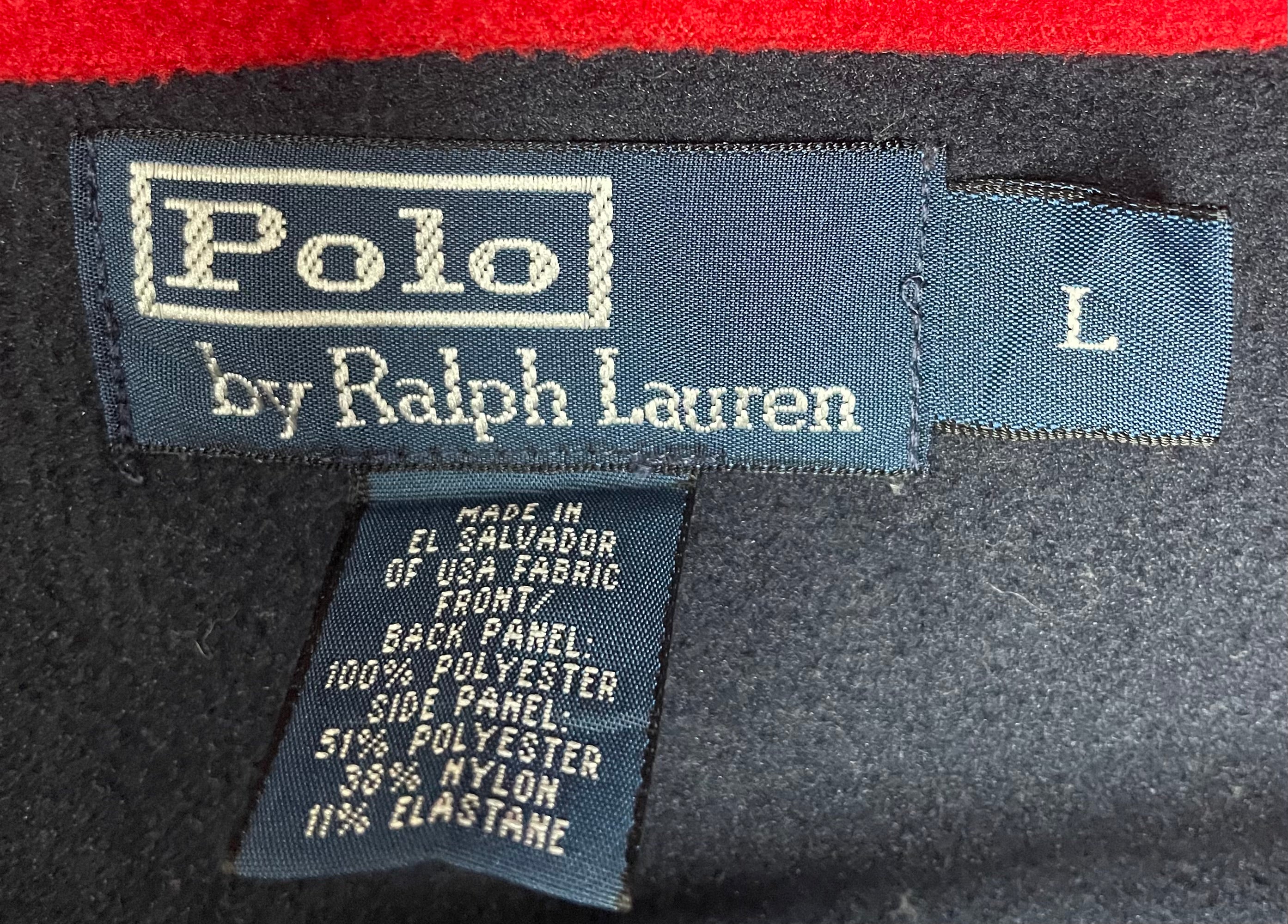 Ralph Lauren Vintage Q-Zip Fleece Pullover Blau Größe L