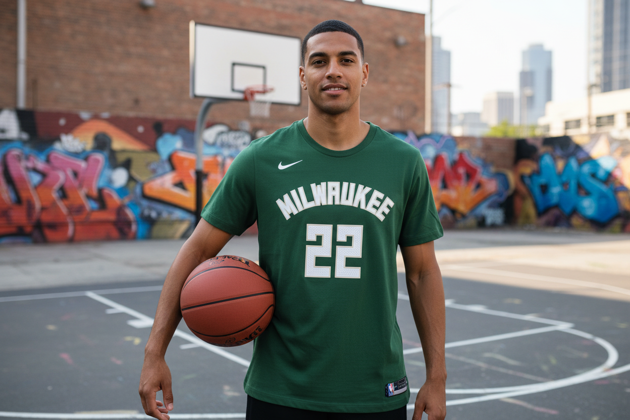 Nike NBA T-Shirt Milwaukee Bucks #22 Khris Middleton Grün Größe S