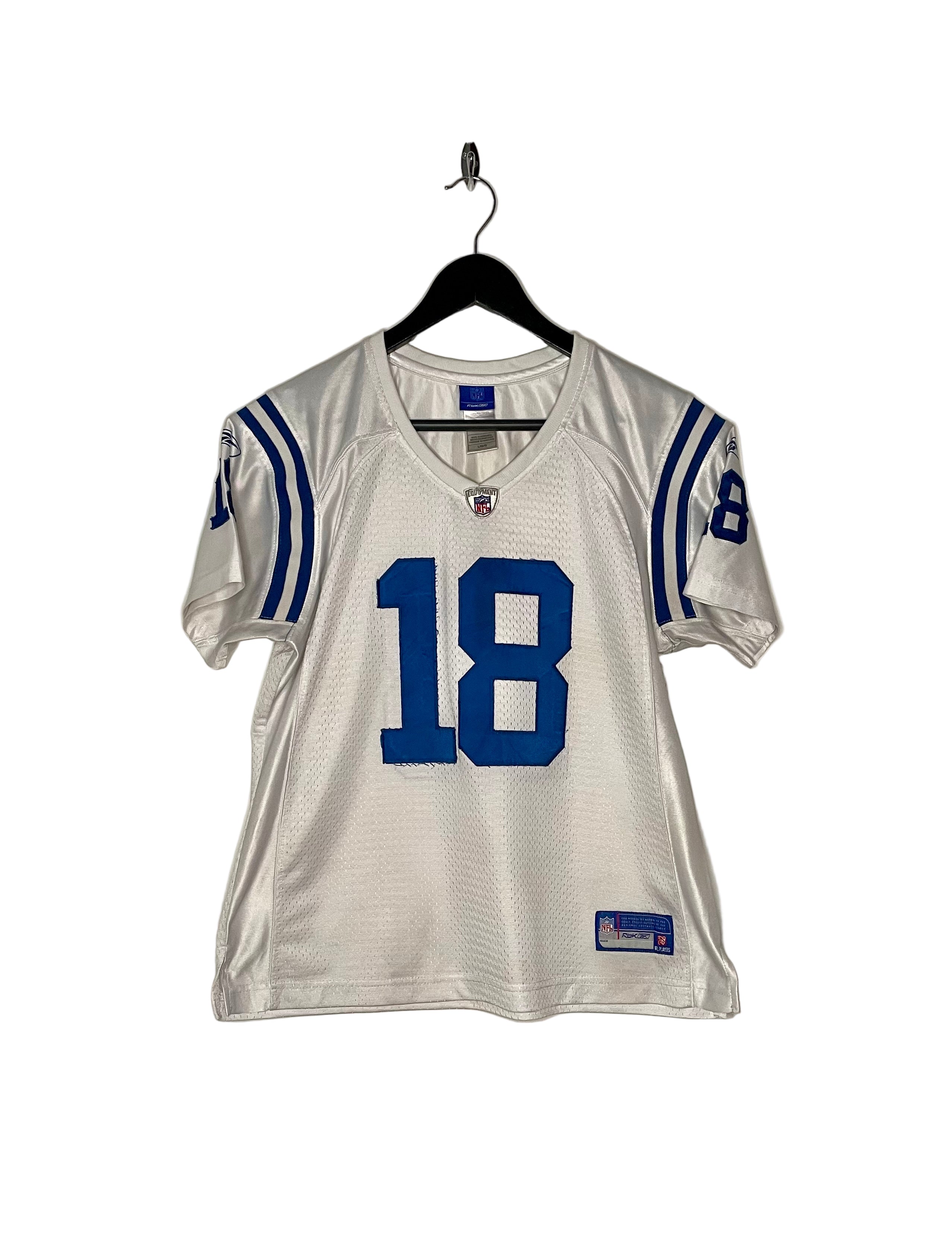 Reebok NFL Indianapolis Colts Jersey #18 Payton Manning Weiß Größe L Damen