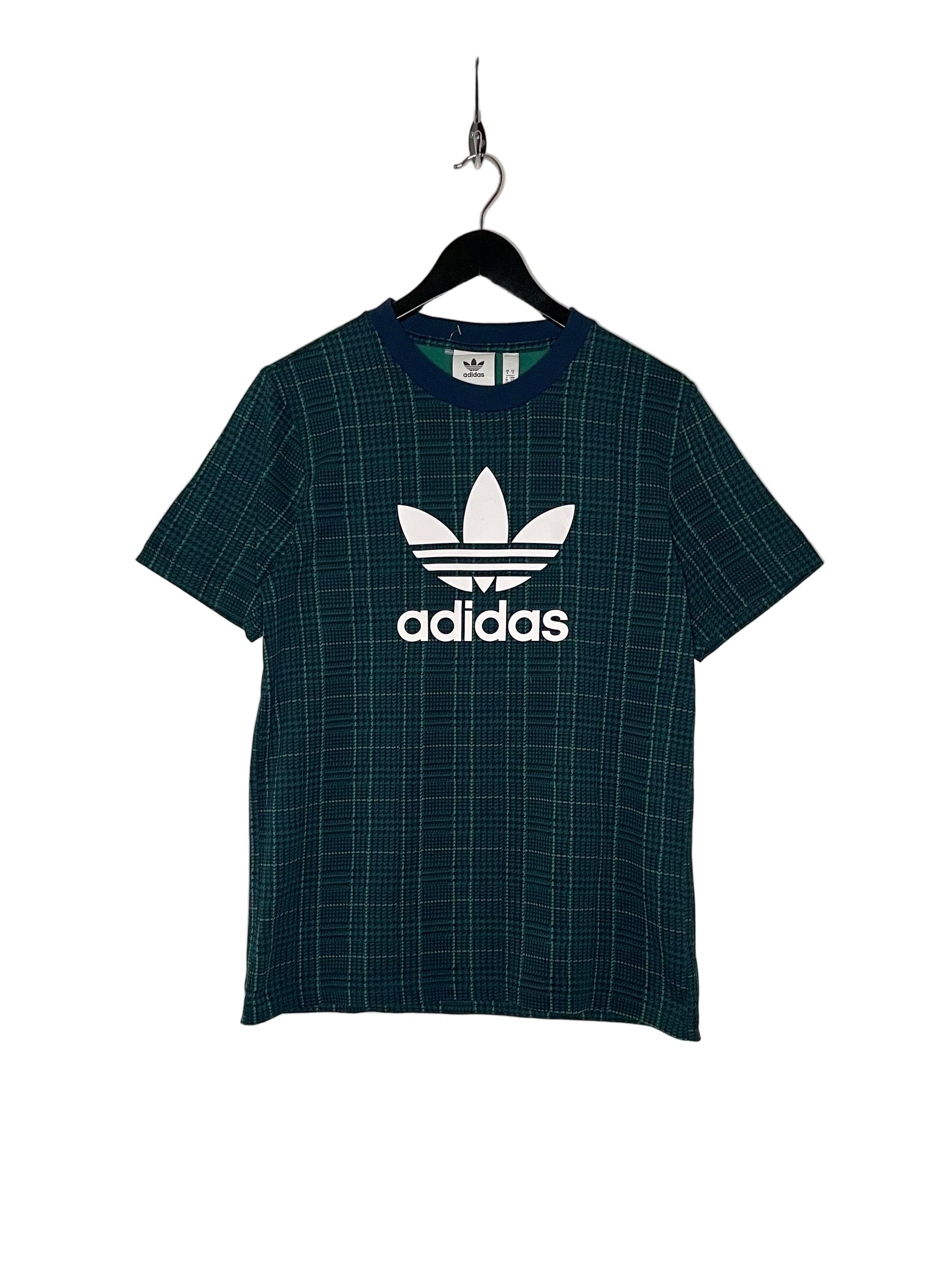 Adidas Vintage Logoprint T-Shirt Grün kariert Größe S