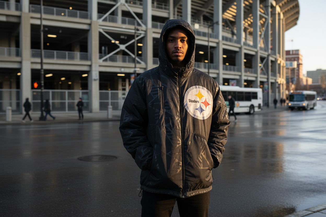 NFL Regenjacke Pittsburgh Steelers Schwarz Größe XL