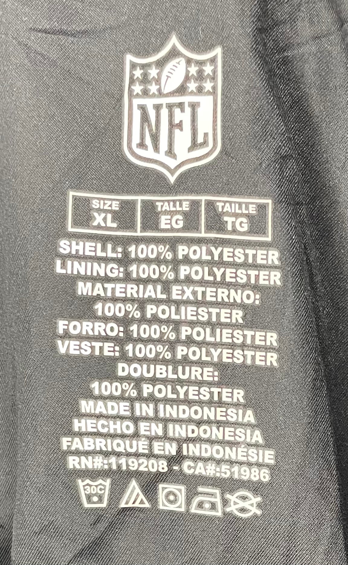 NFL Regenjacke Pittsburgh Steelers Schwarz Größe XL